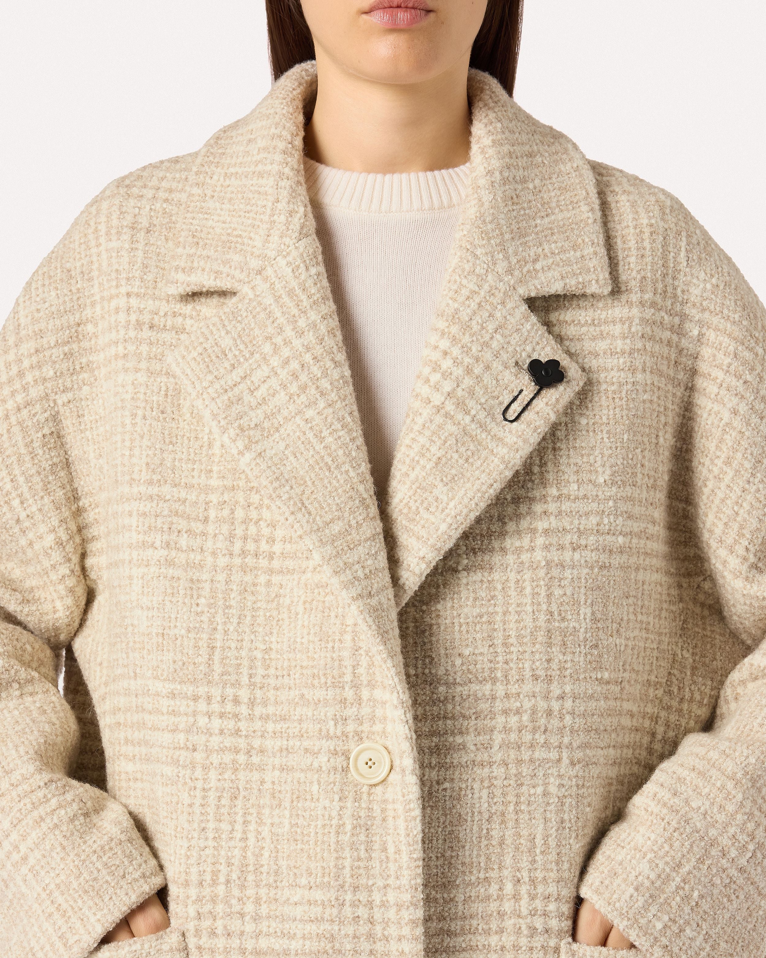 Sand long coat in bouclé alpaca CREAM/BEIGE Lardini 3