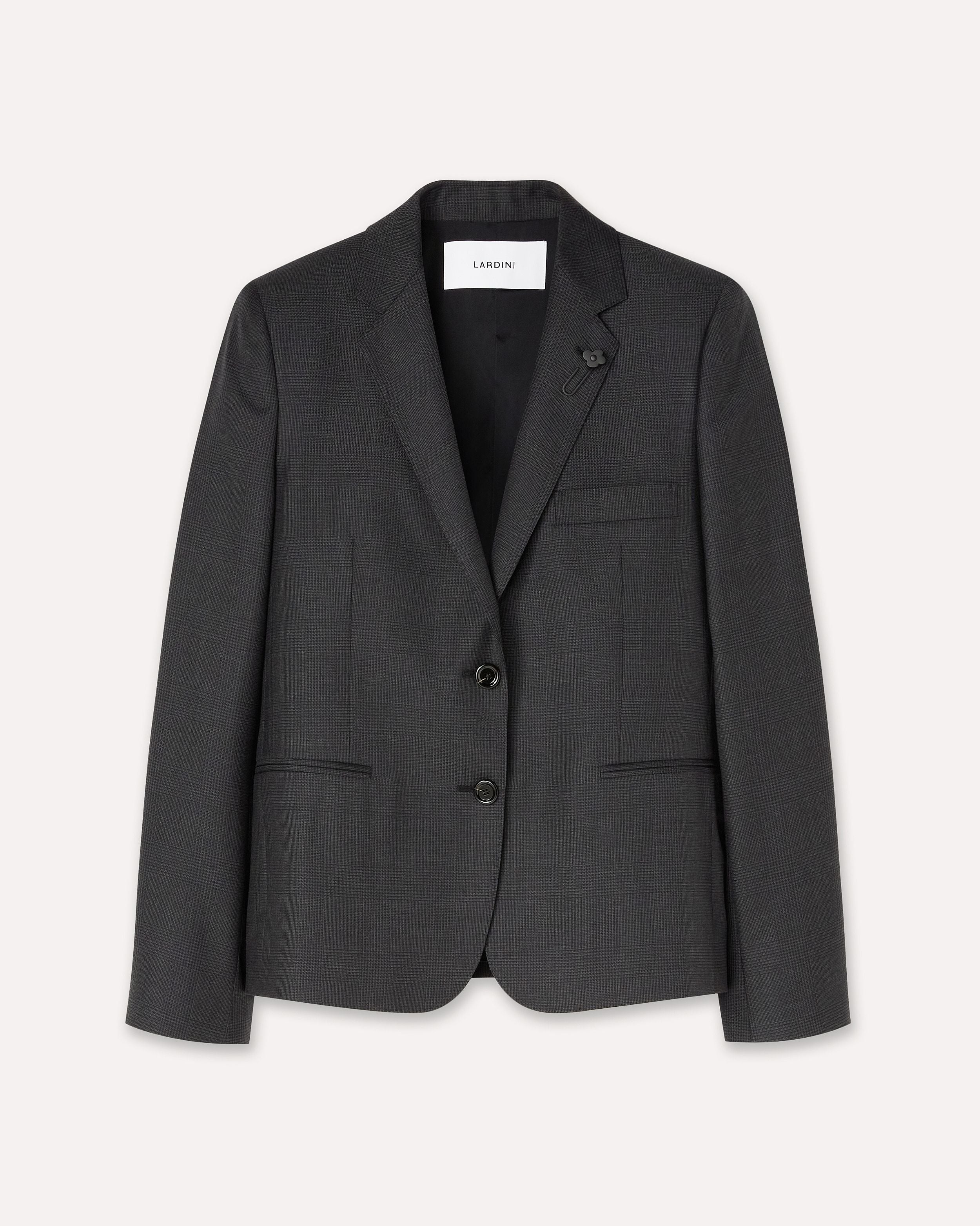 Giacca monopetto grigia in lana GREY/BLACK Lardini 1