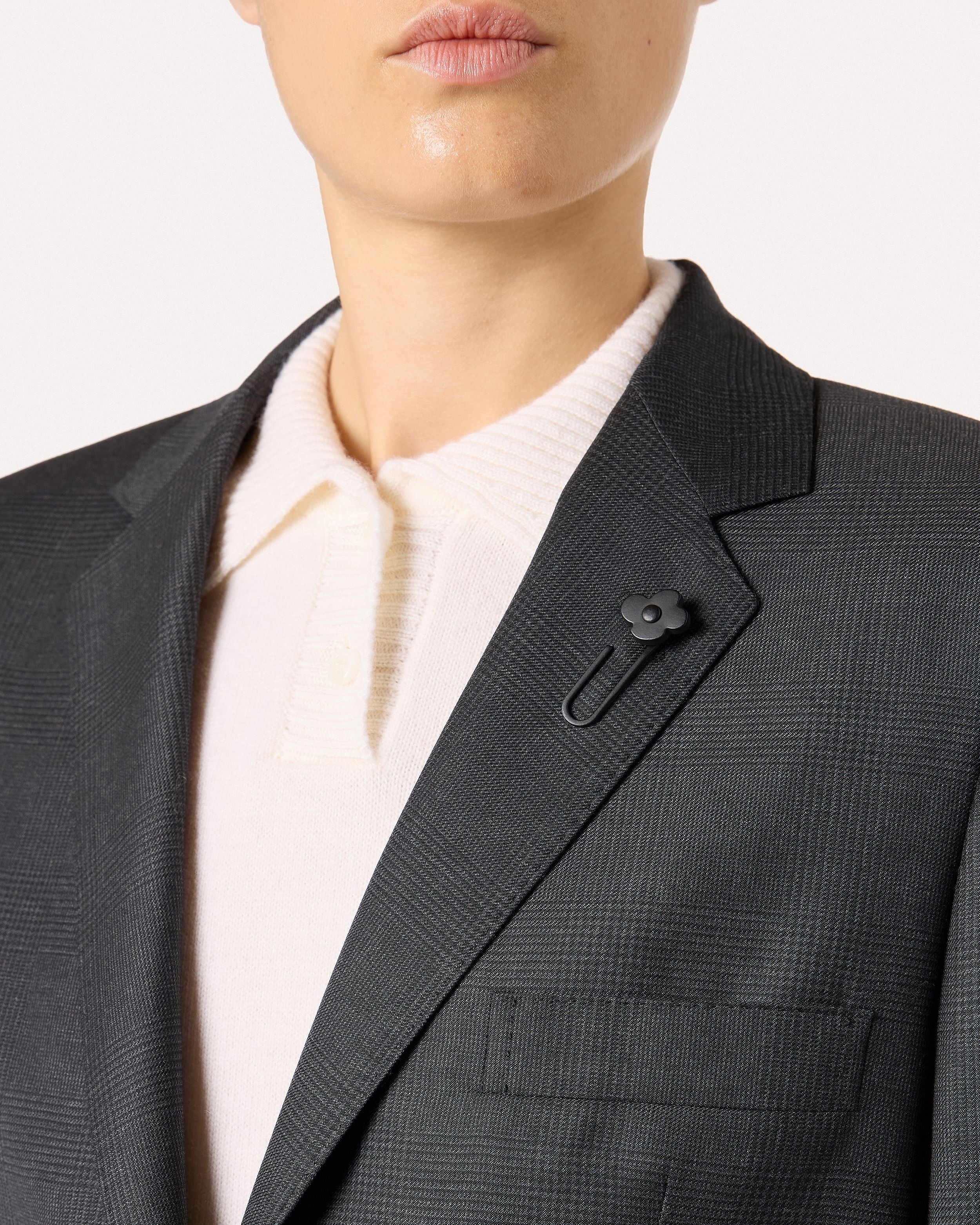 Giacca monopetto grigia in lana GREY/BLACK Lardini 3