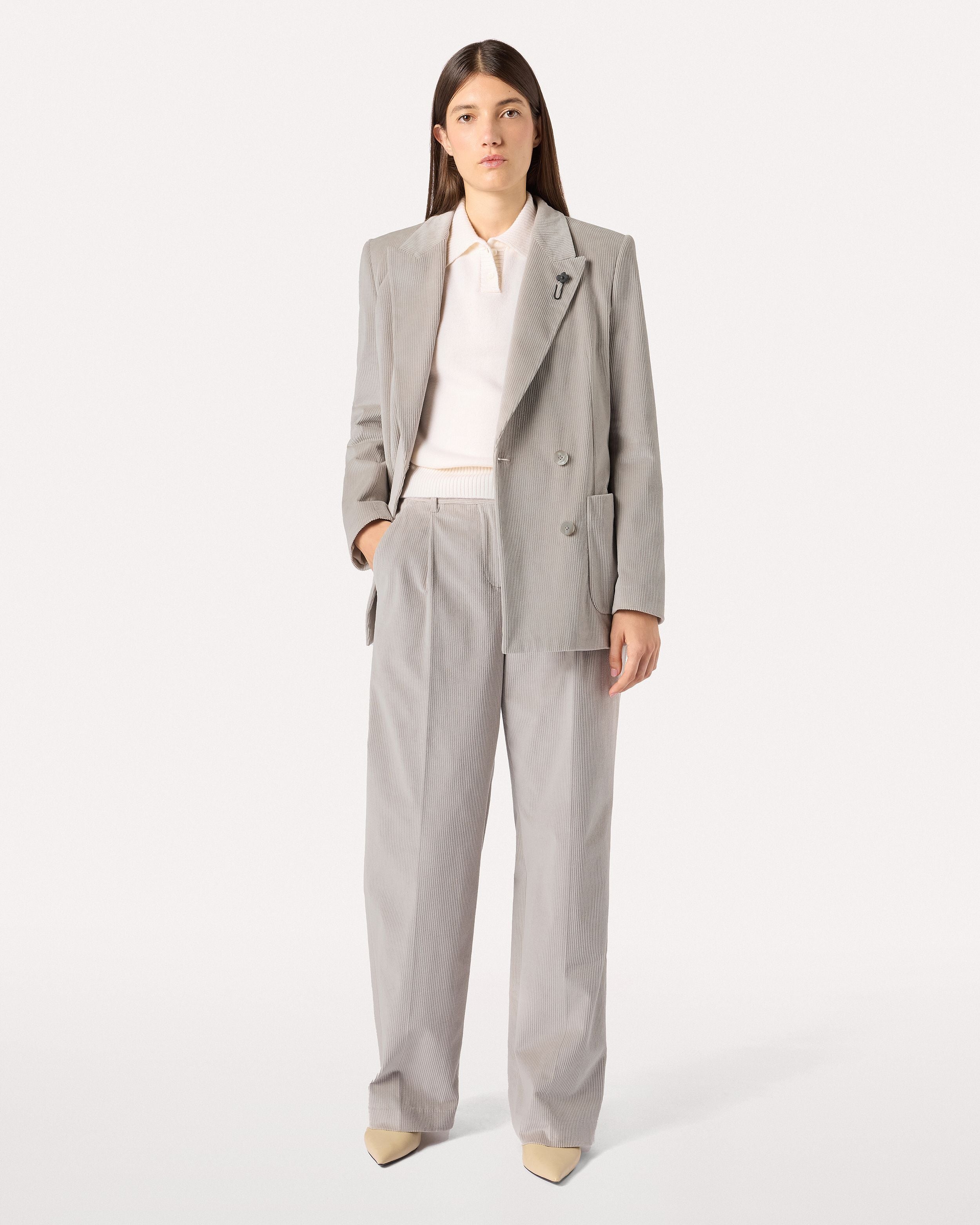 Pantalone grigio in velluto stretch a coste GREY Lardini 2