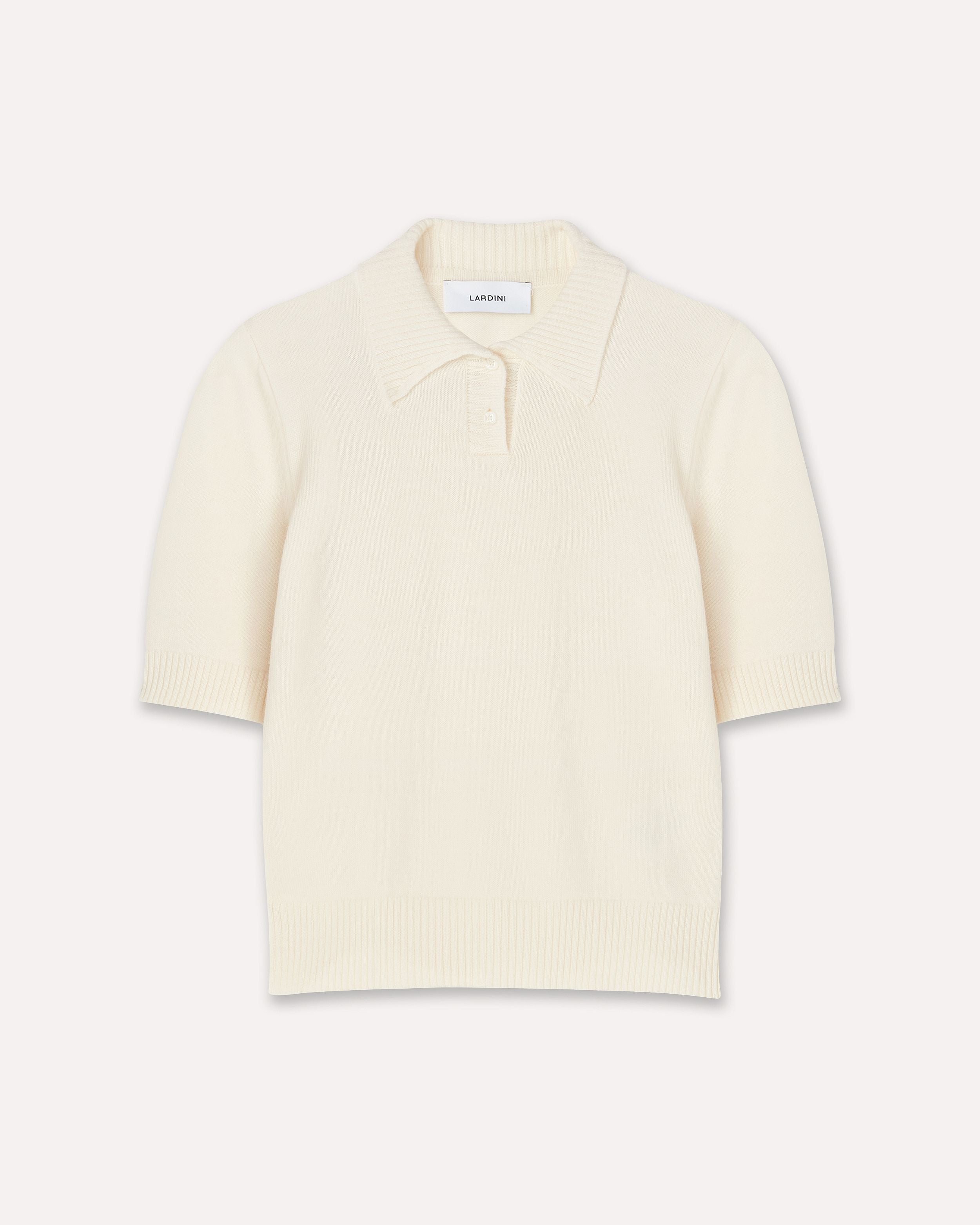 Cream short-sleeve polo in virgin wool knit CREAM Lardini 1