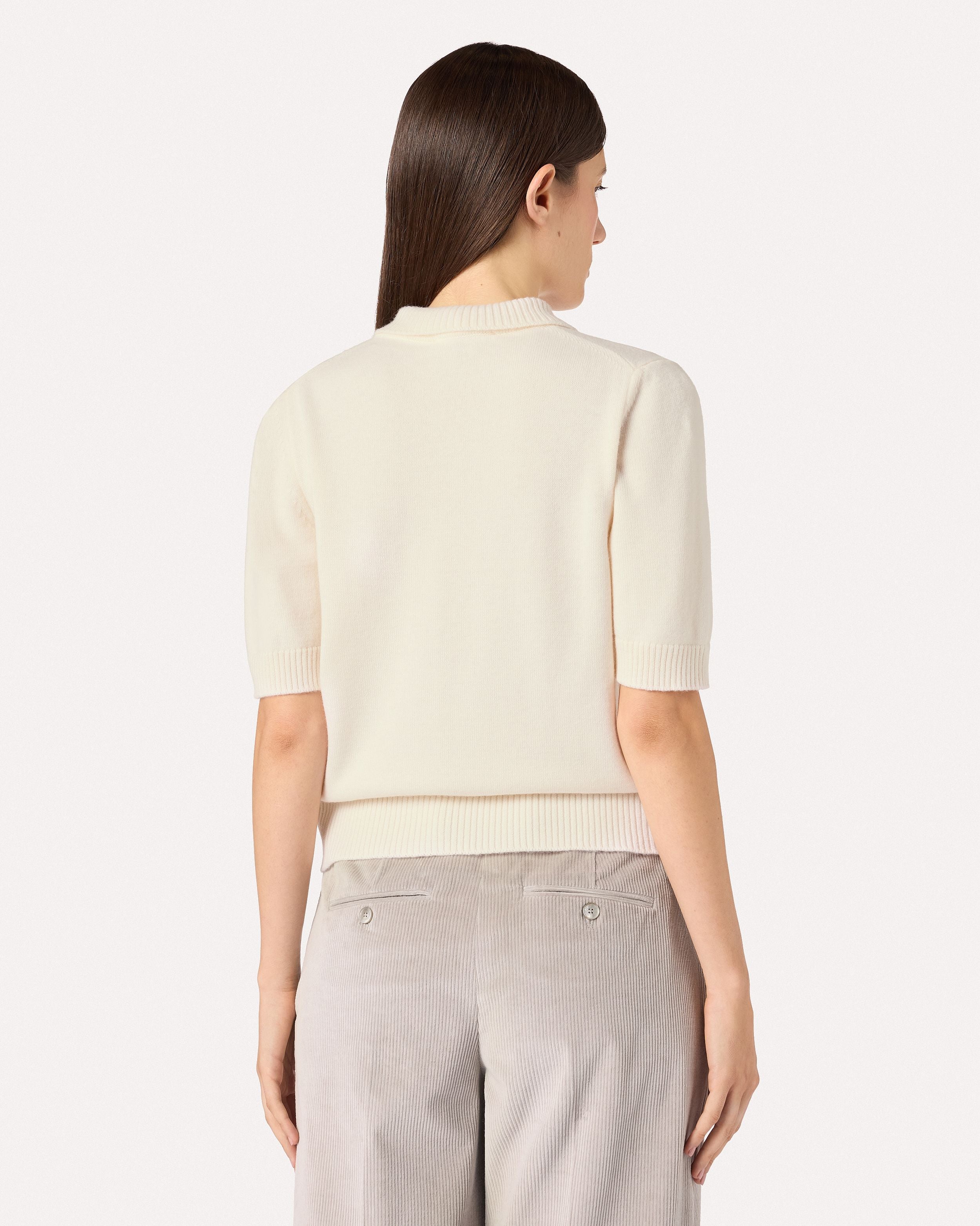 Cream short-sleeve polo in virgin wool knit CREAM Lardini 5
