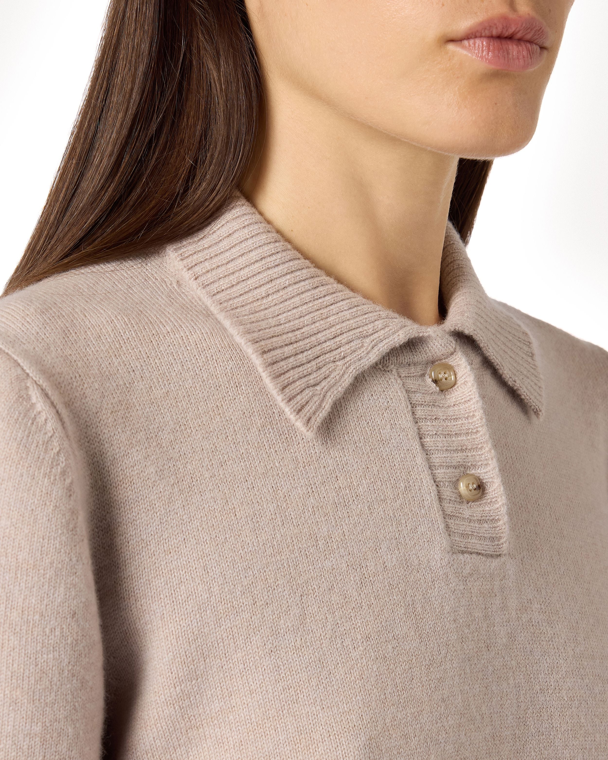 Sand short-sleeve polo in virgin wool knit BEIGE Lardini 3
