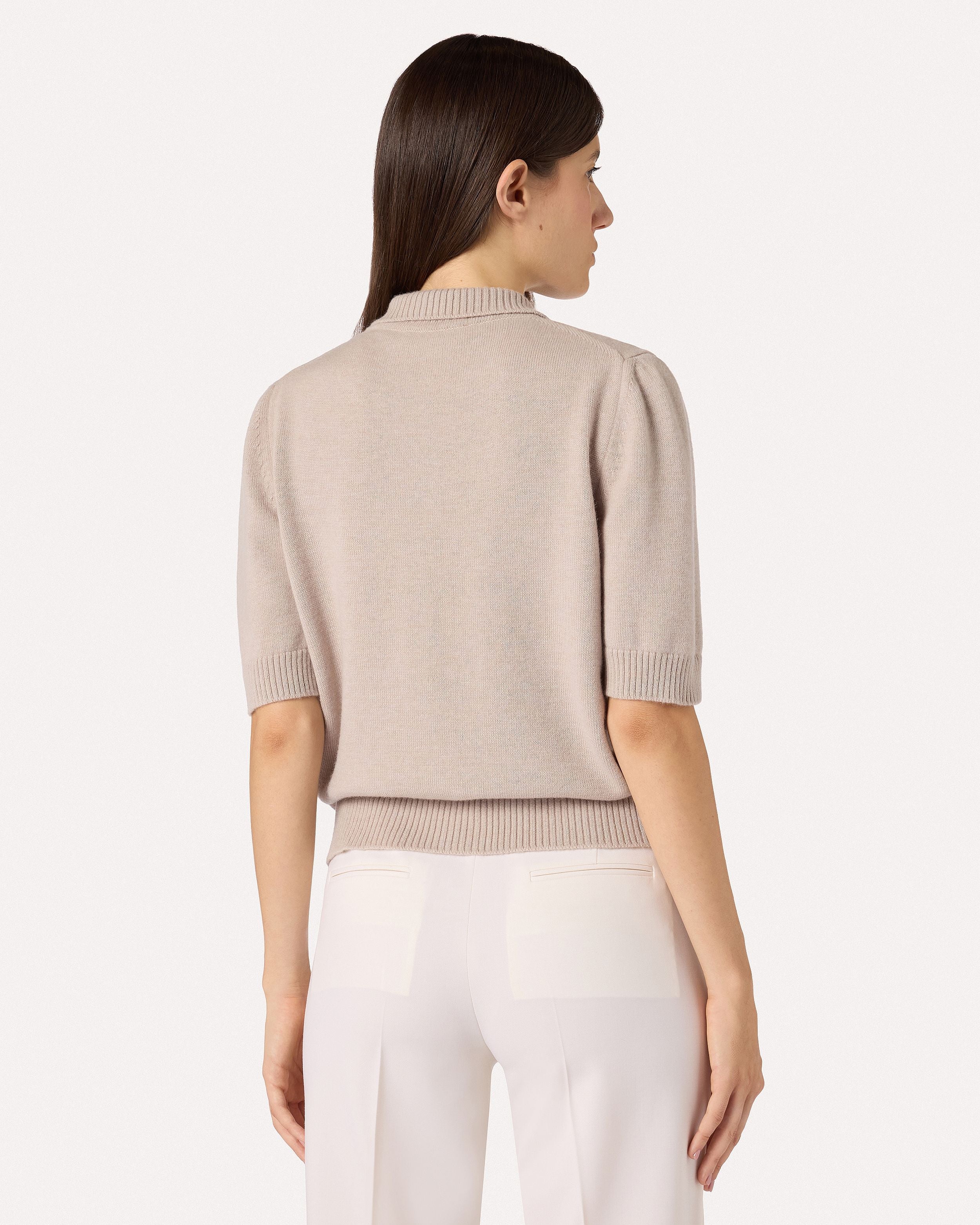 Sand short-sleeve polo in virgin wool knit BEIGE Lardini 5