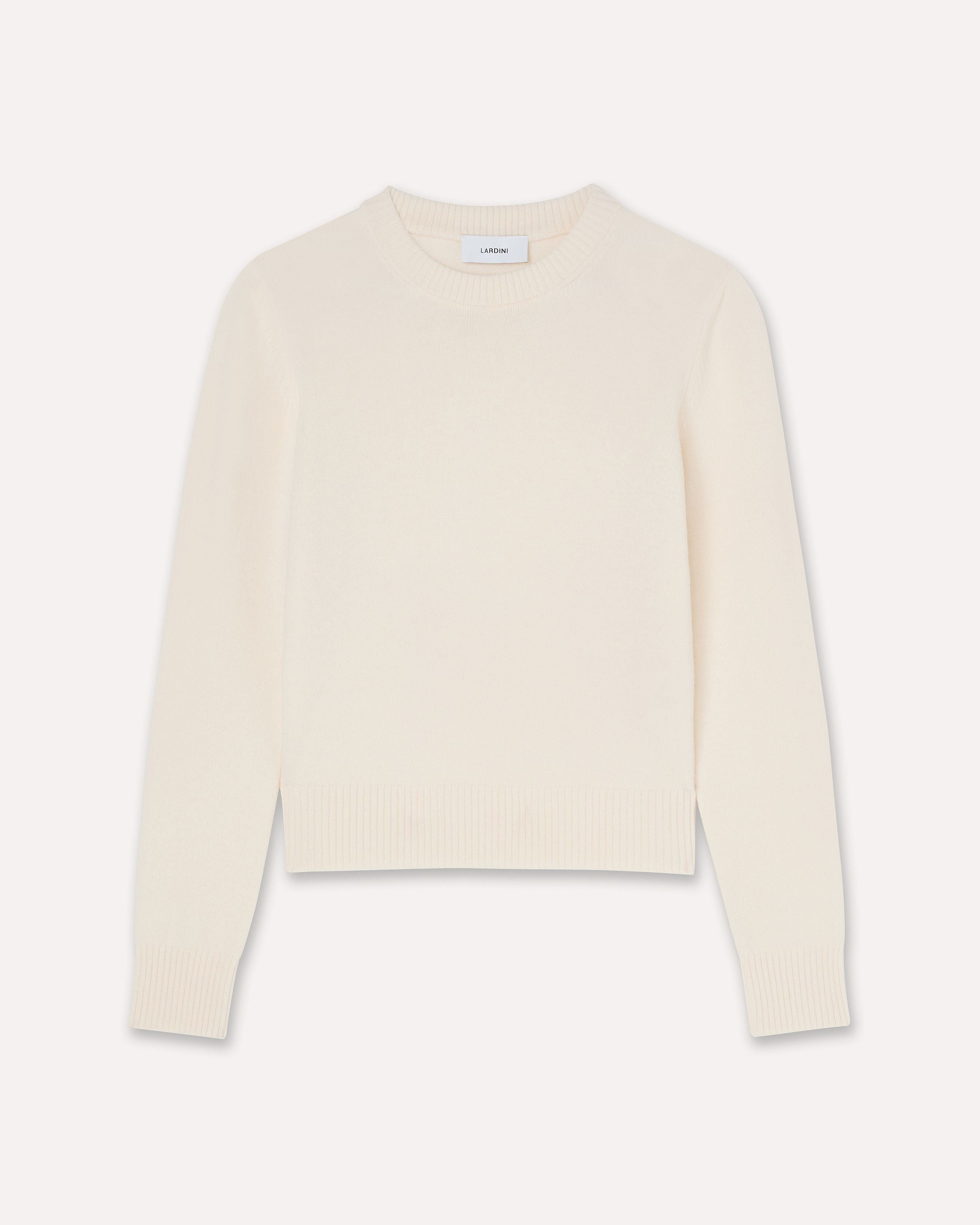 Cream crewneck in pure virgin wool knit CREAM Lardini 1