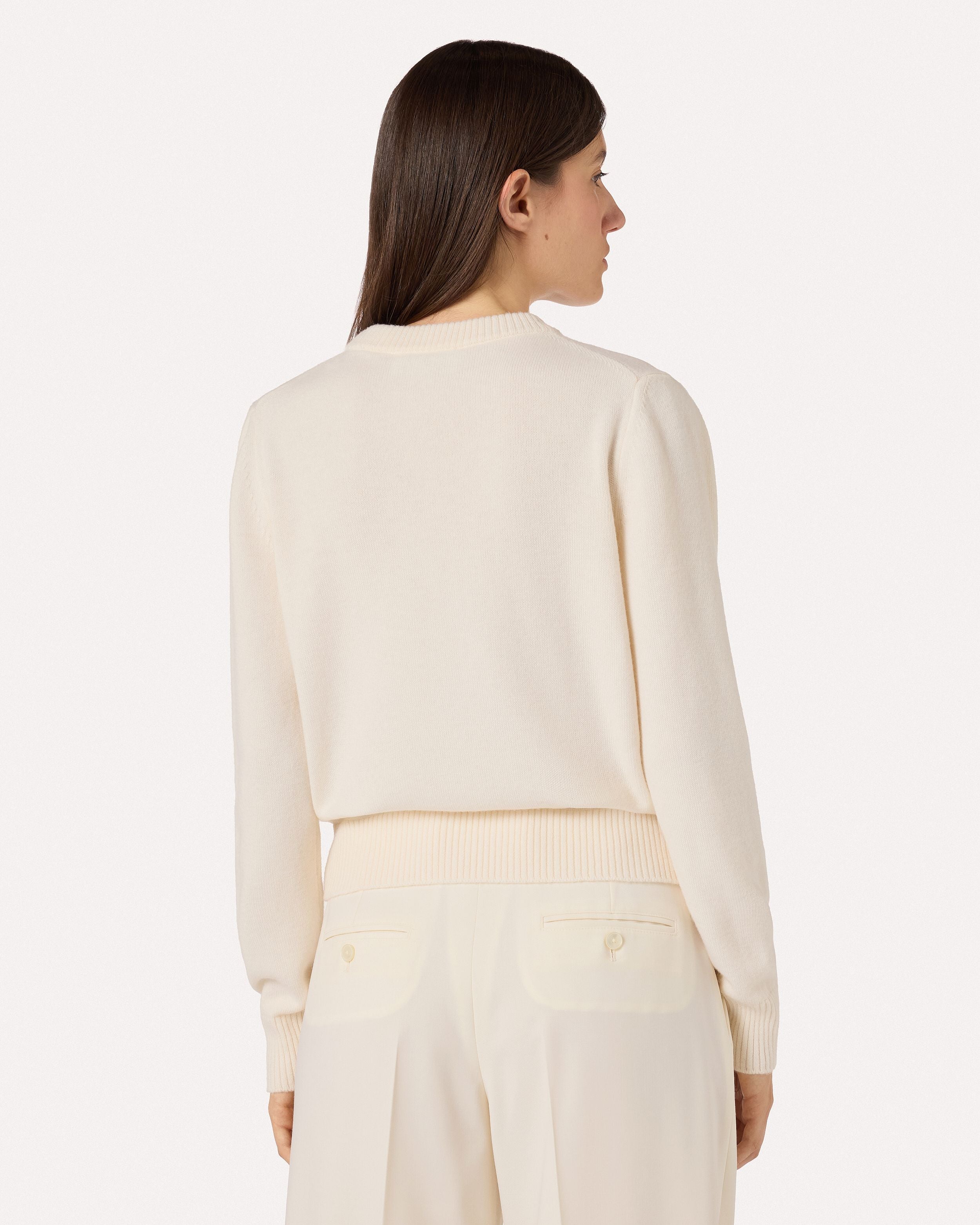 Cream crewneck in pure virgin wool knit CREAM Lardini 5