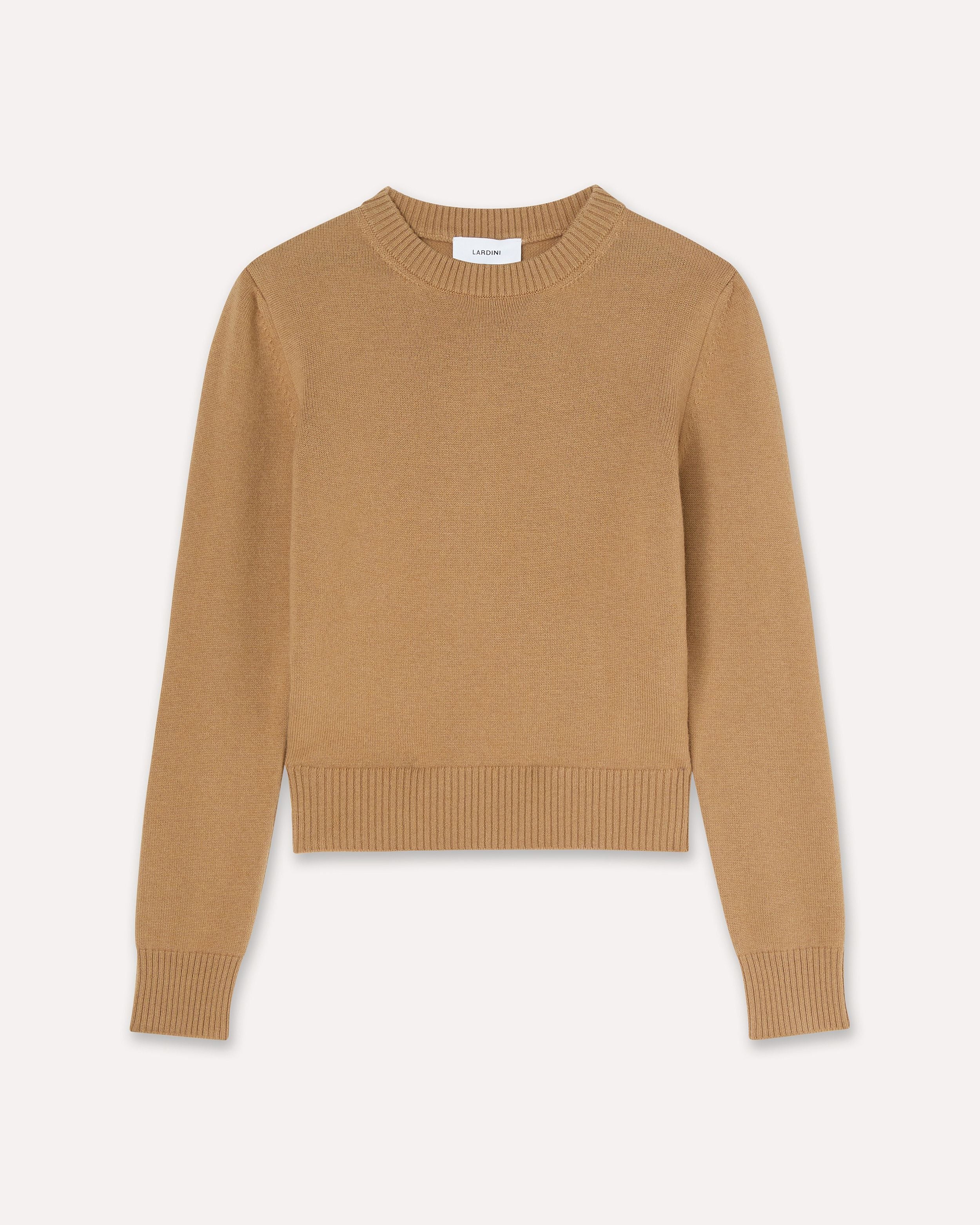 Camel crewneck in pure virgin wool knit BEIGE Lardini 1