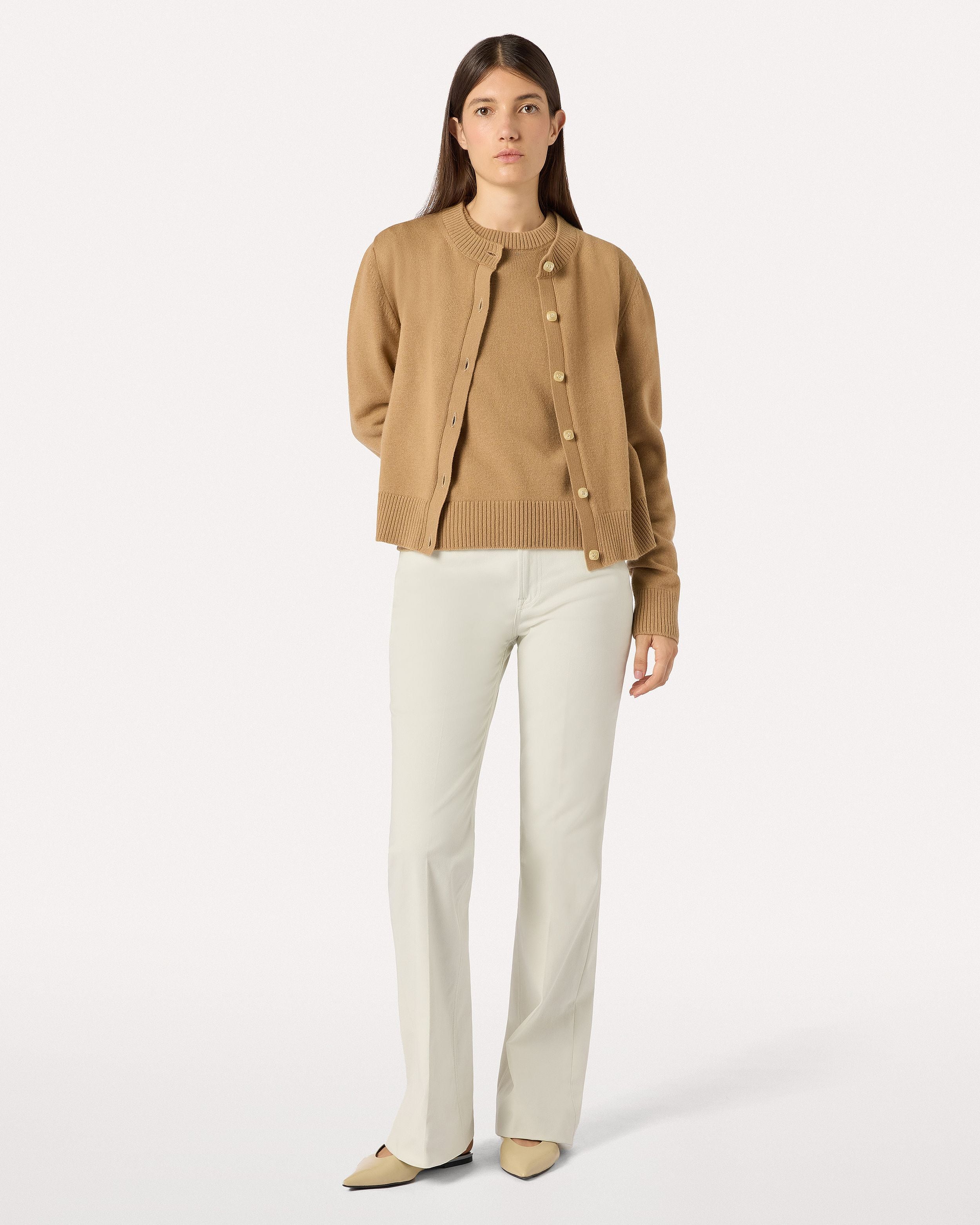 Camel crewneck in pure virgin wool knit BEIGE Lardini 2