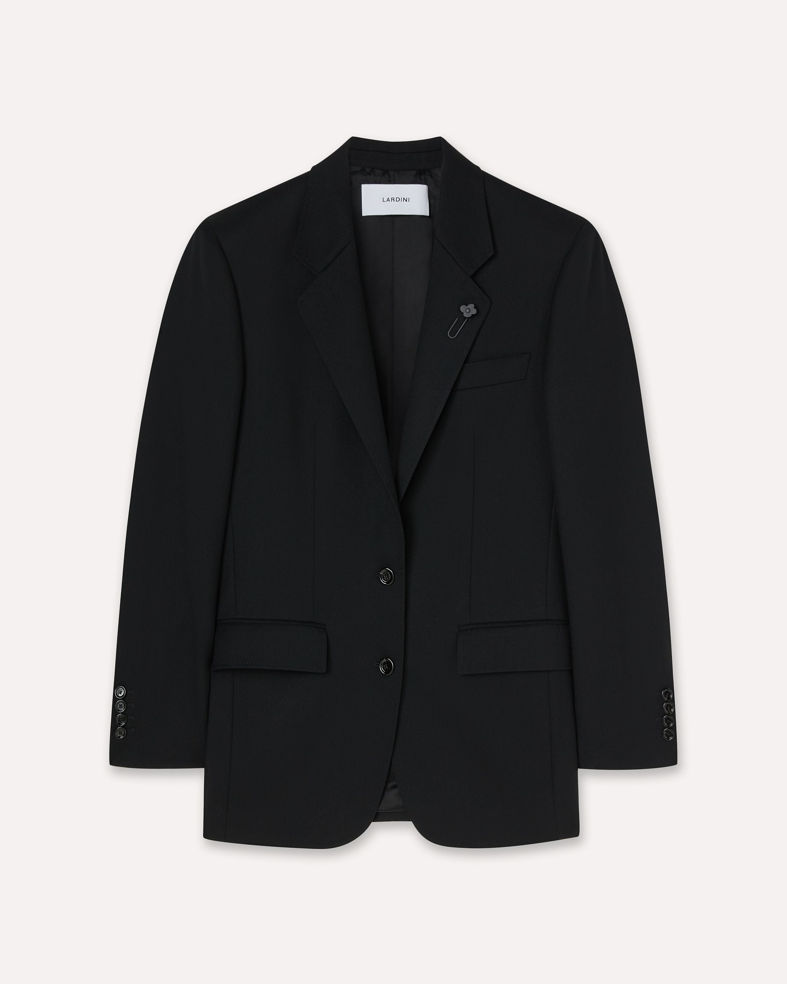 Giacca nera monopetto in drill di lana BLACK Lardini 1