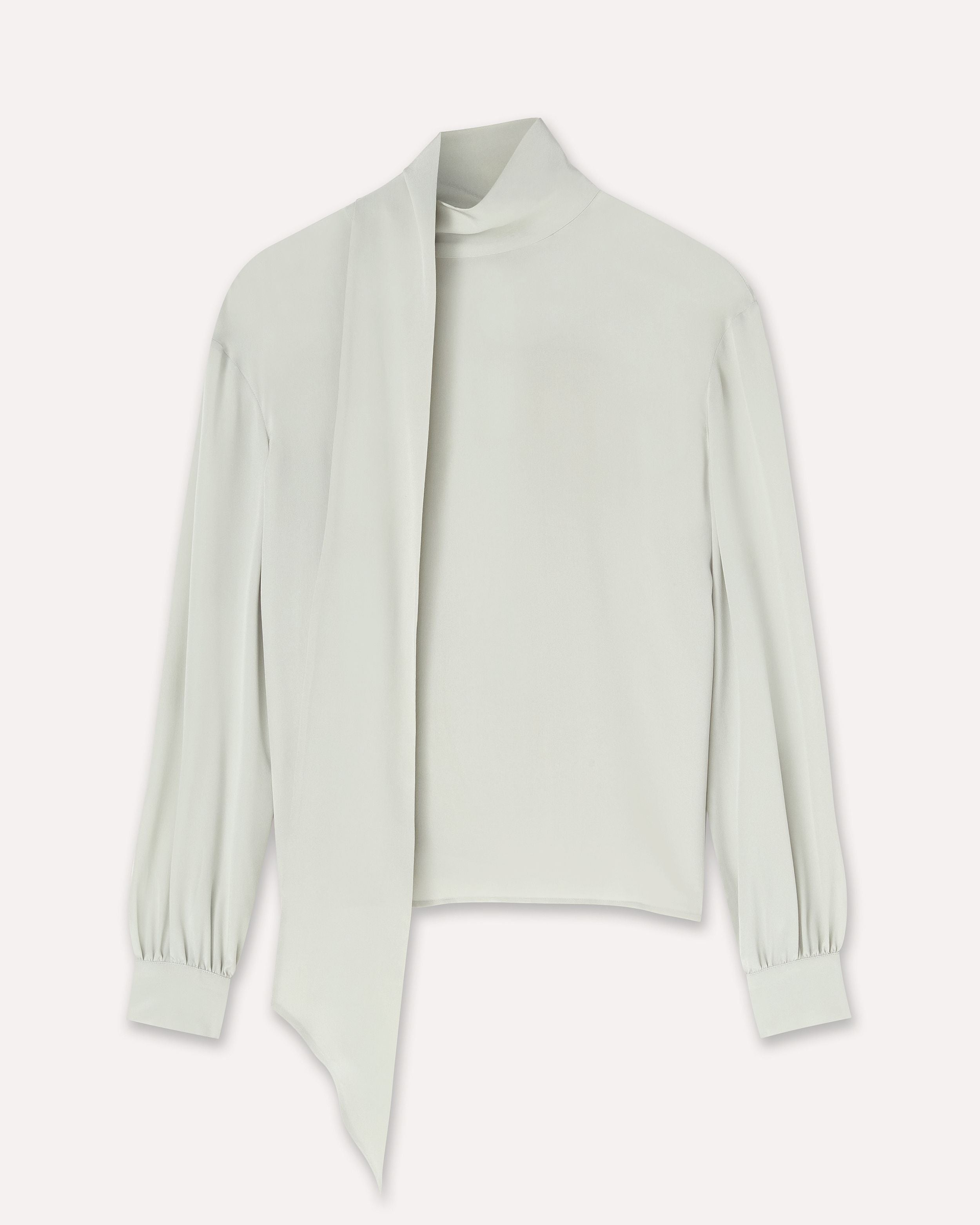 Sage green long-sleeve top in pure silk crepe de chine GREEN Lardini 1