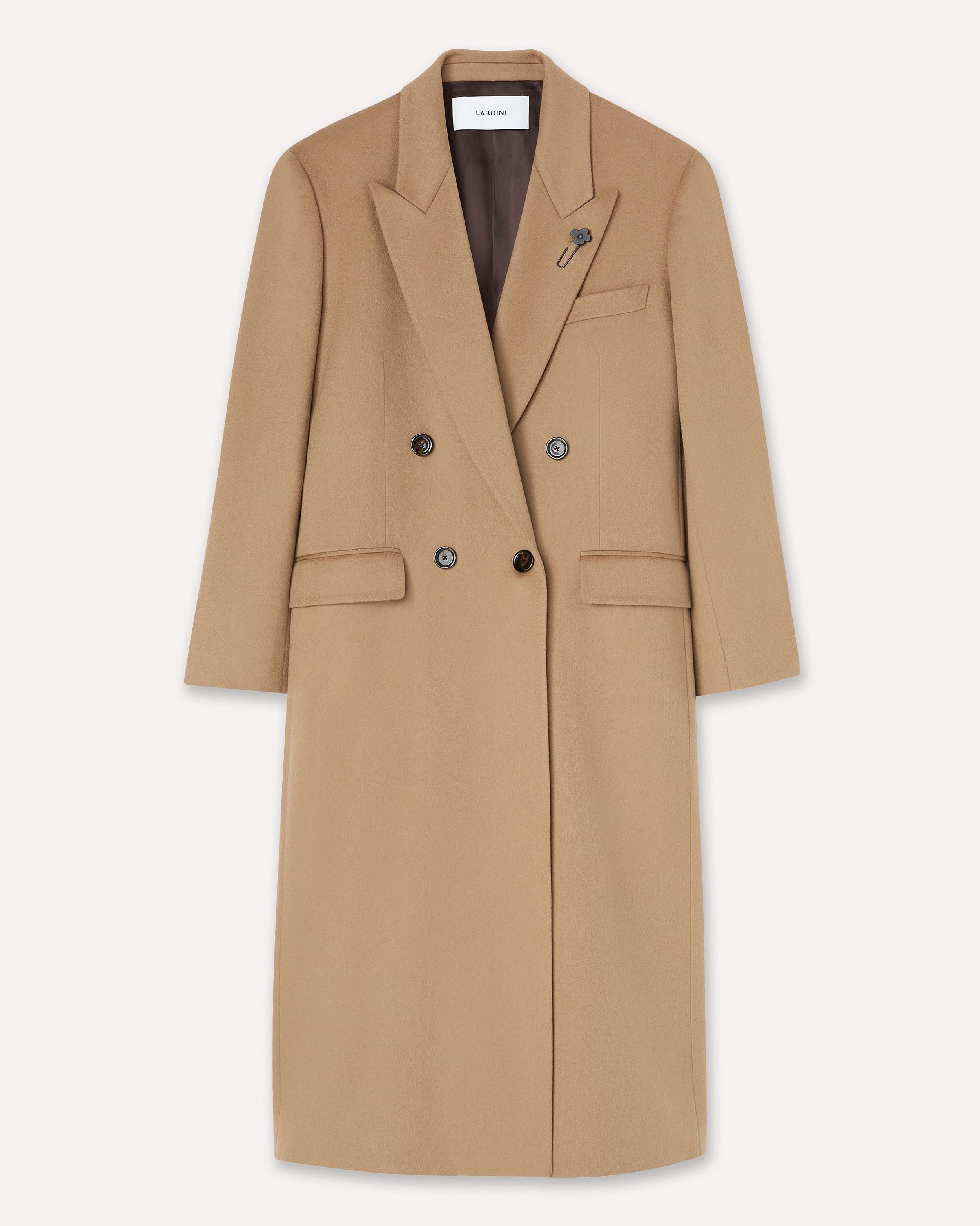 Camel double-breasted coat in cashmere cloth CAMEL Lardini 1