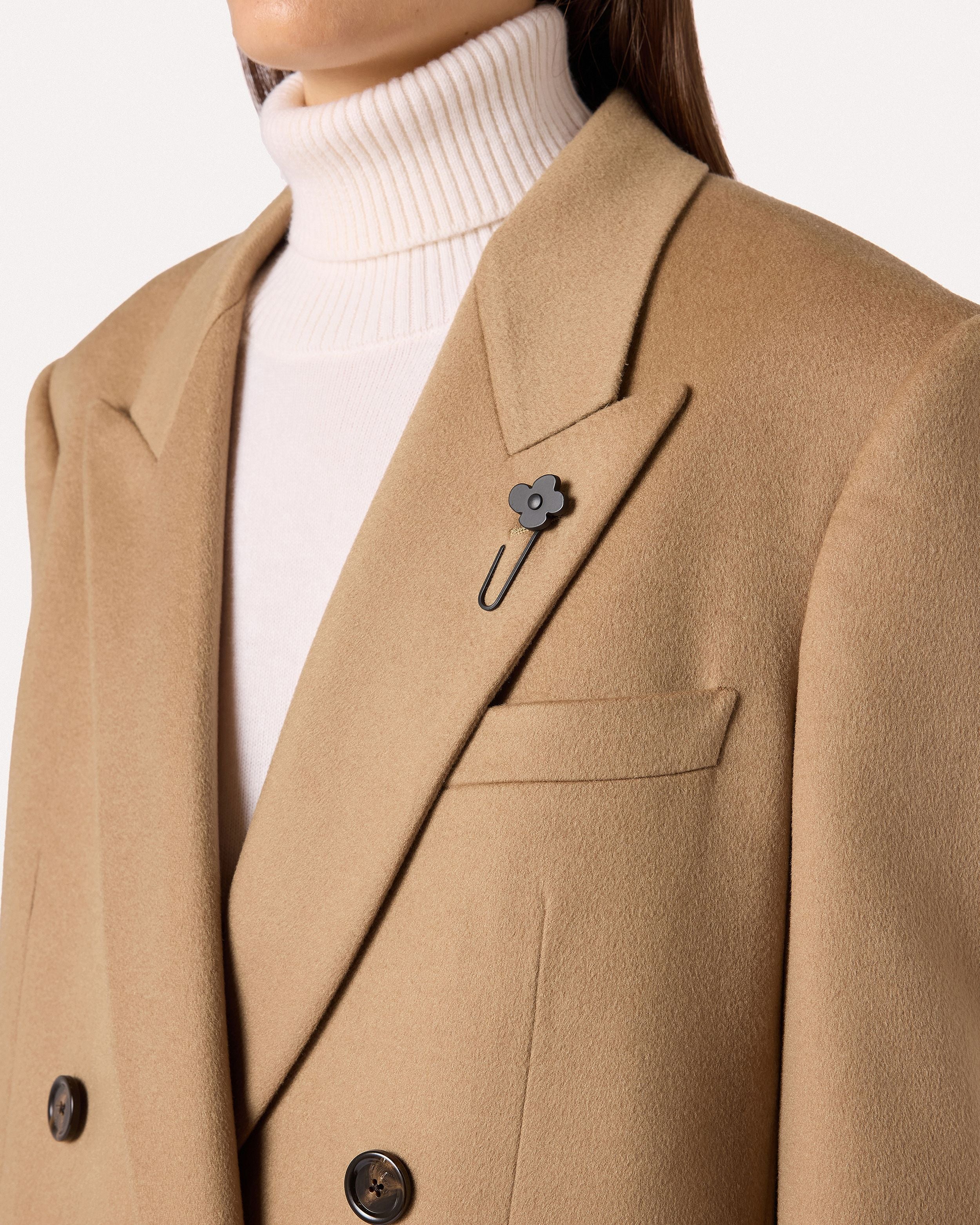 Camel double-breasted coat in cashmere cloth CAMEL Lardini 3