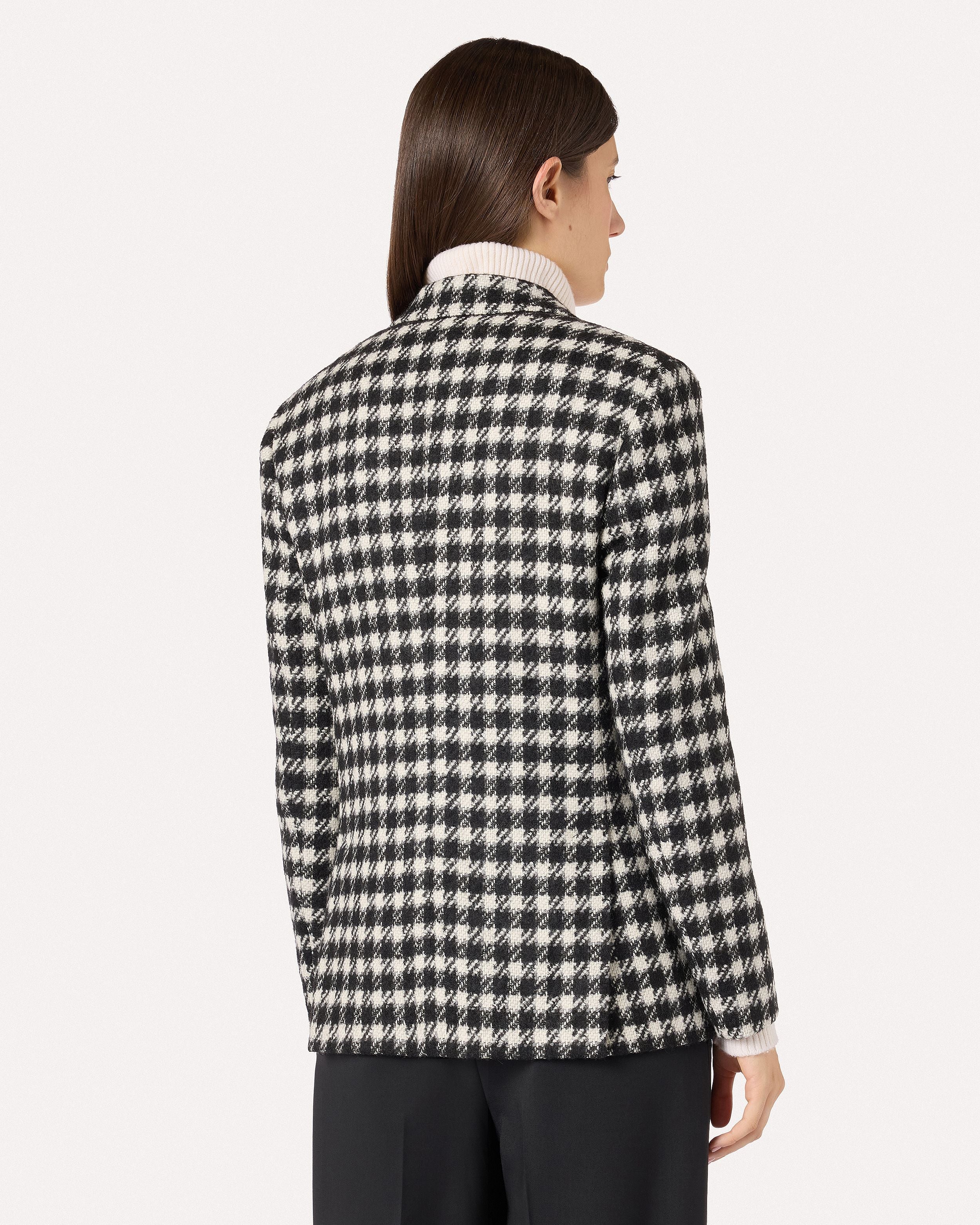 Giacca monopetto in lana e alpaca pied-de-poule nero e bianco CREAM Lardini 5