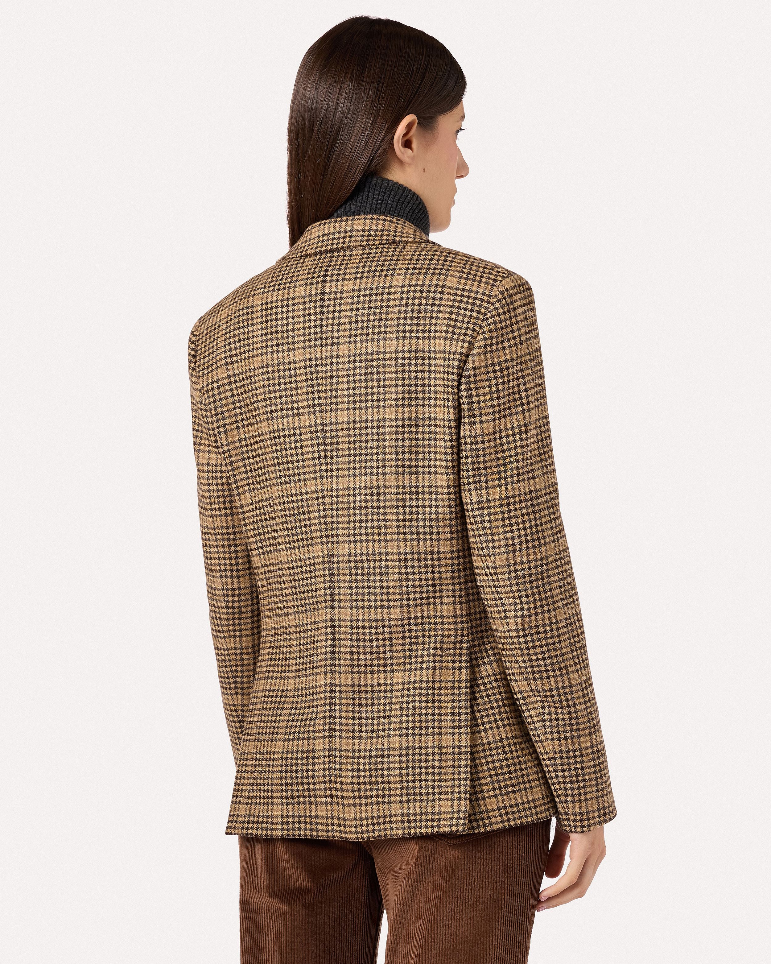 Brown and black houndstooth single-breasted jacket in wool and cashmere BEIGE/BROWN/MUSTARD Lardini 5