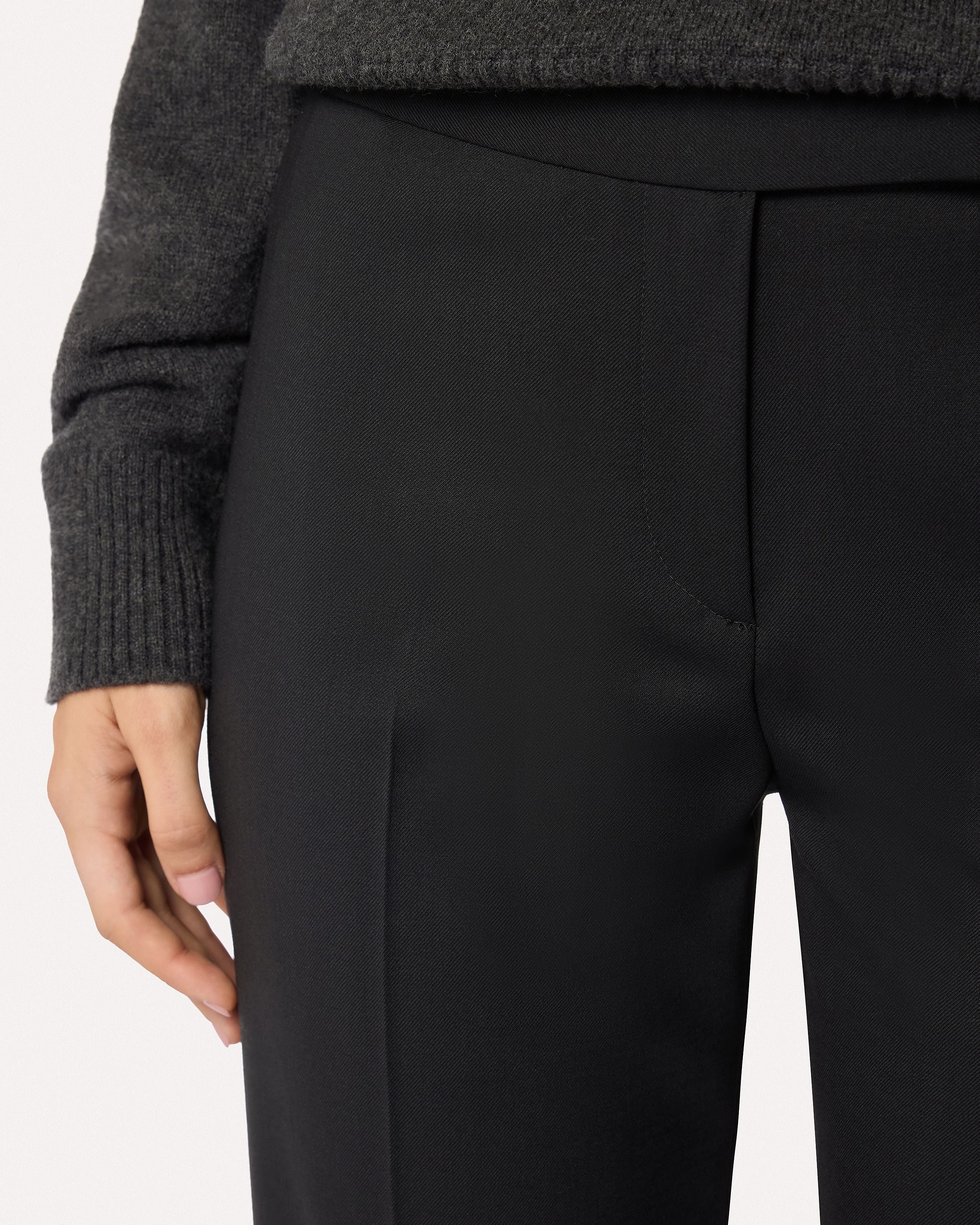 Pantalone nero in gabardine di lana stretch BLACK Lardini 3