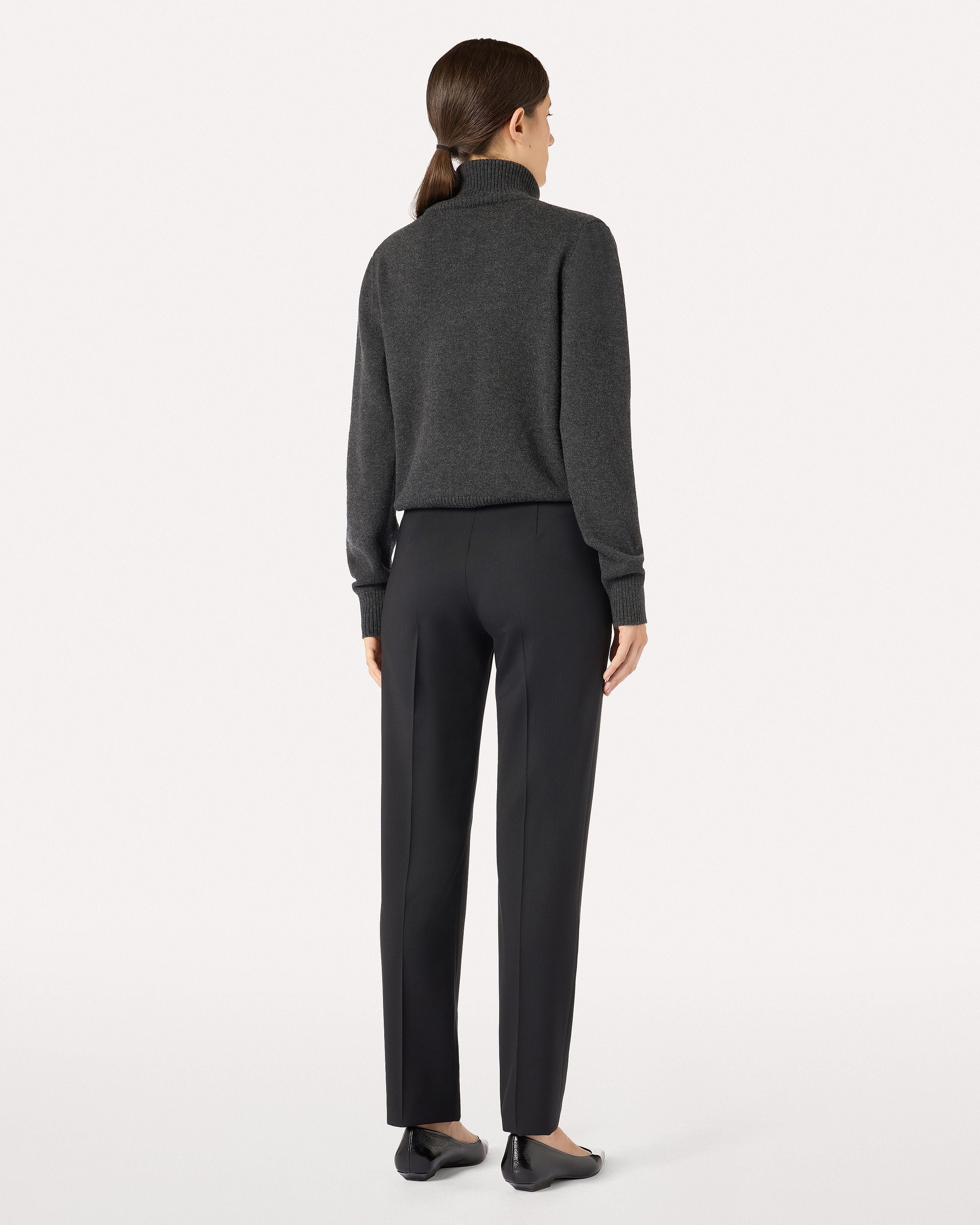 Pantalone nero in gabardine di lana stretch BLACK Lardini 5