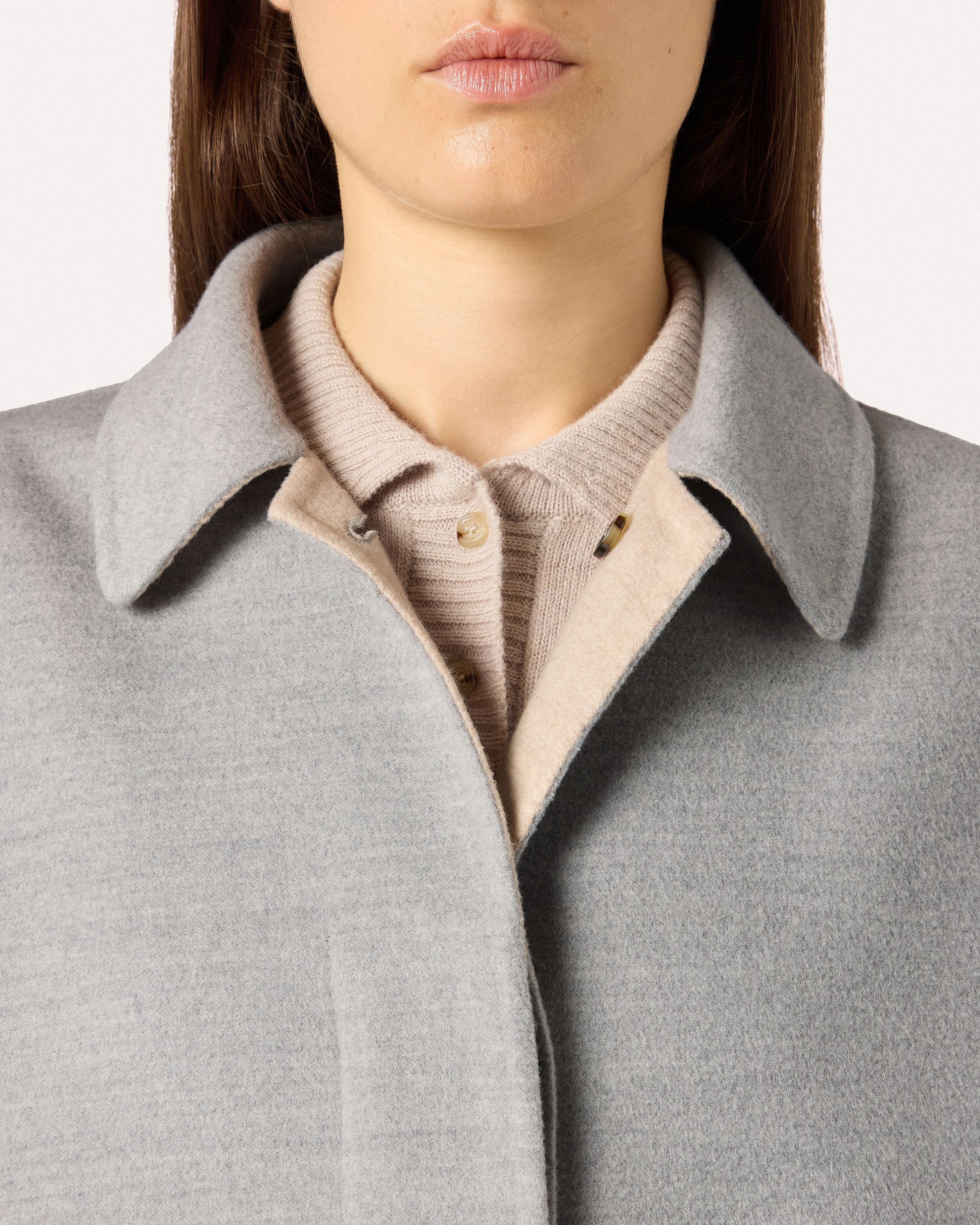 Cappotto monopetto grigio in lana double GREY/BEIGE Lardini 3