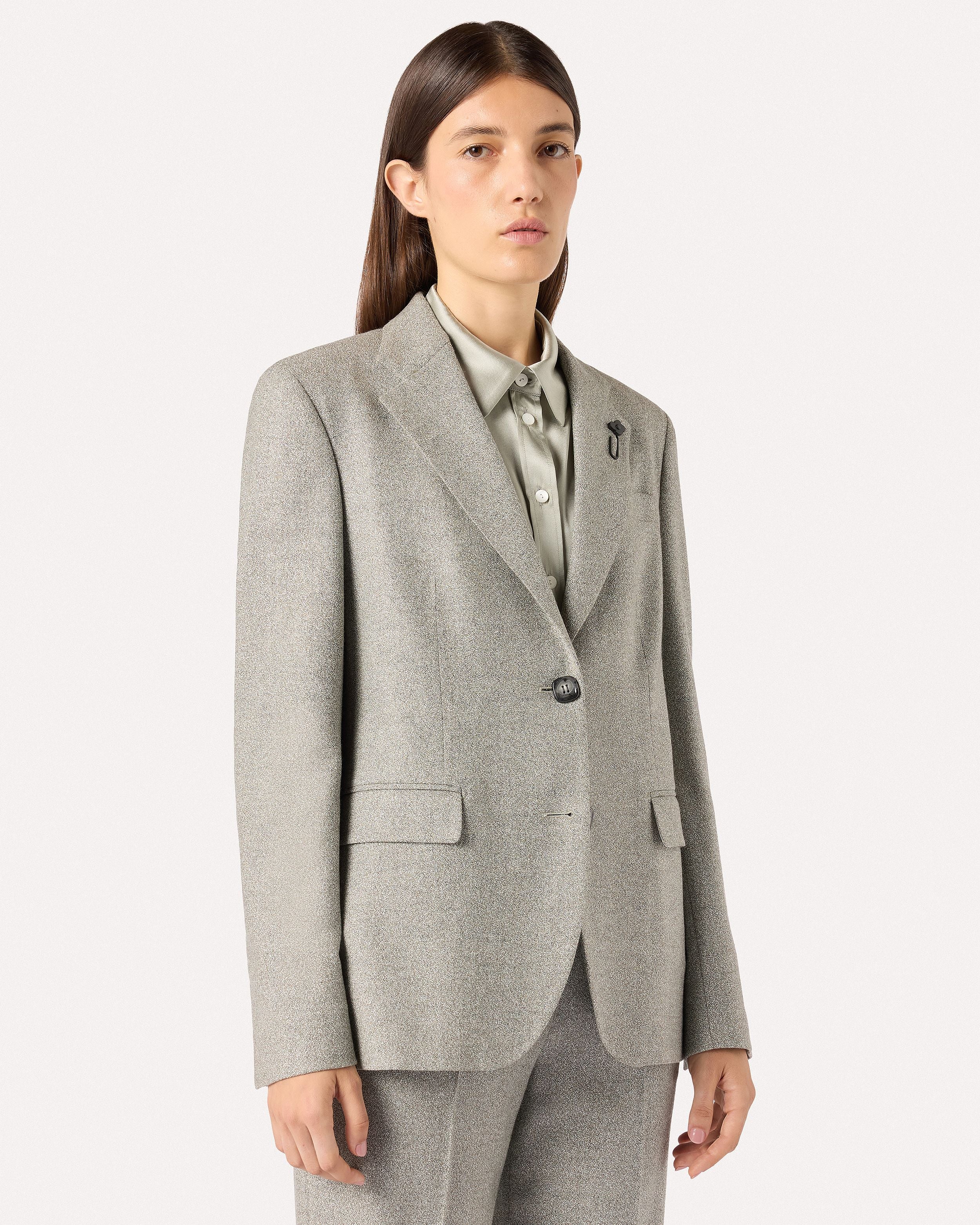 Giacca monopetto grigia in lana viscosa stretch GREEN/BEIGE Lardini 4