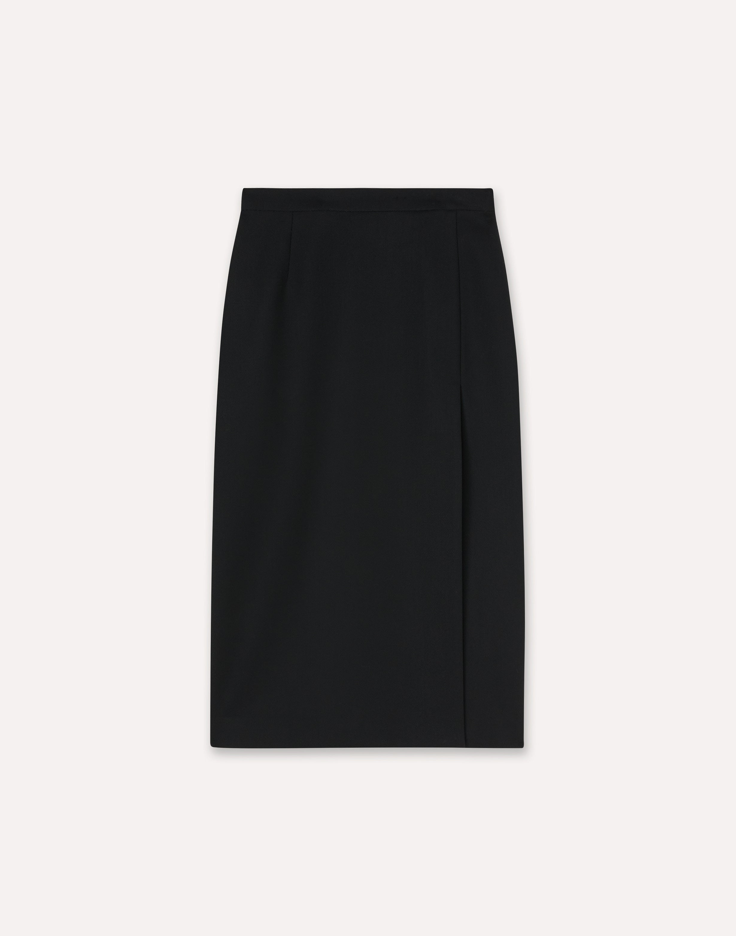 Black wool drill pencil skirt BLACK Lardini 1