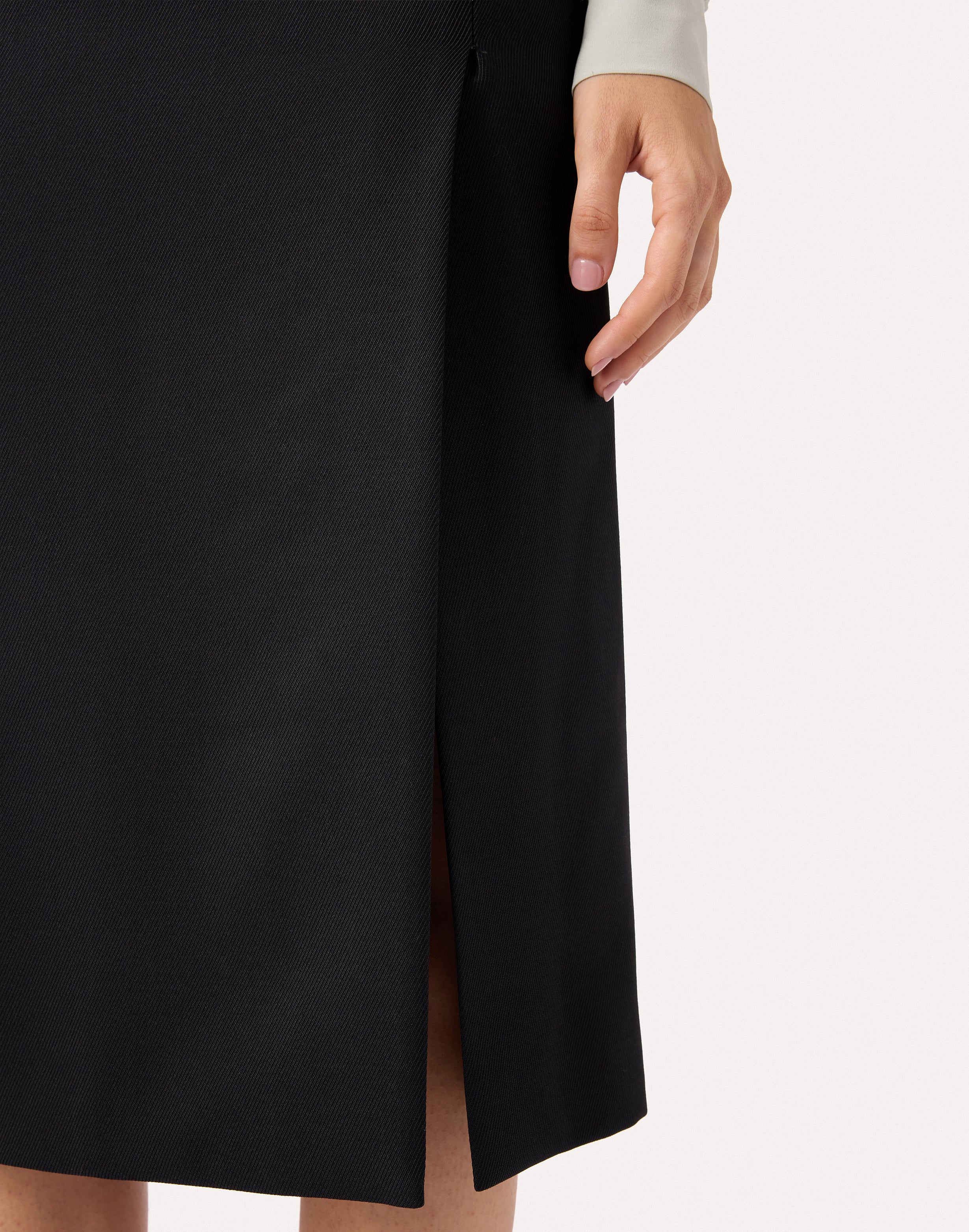Black wool drill pencil skirt BLACK Lardini 3