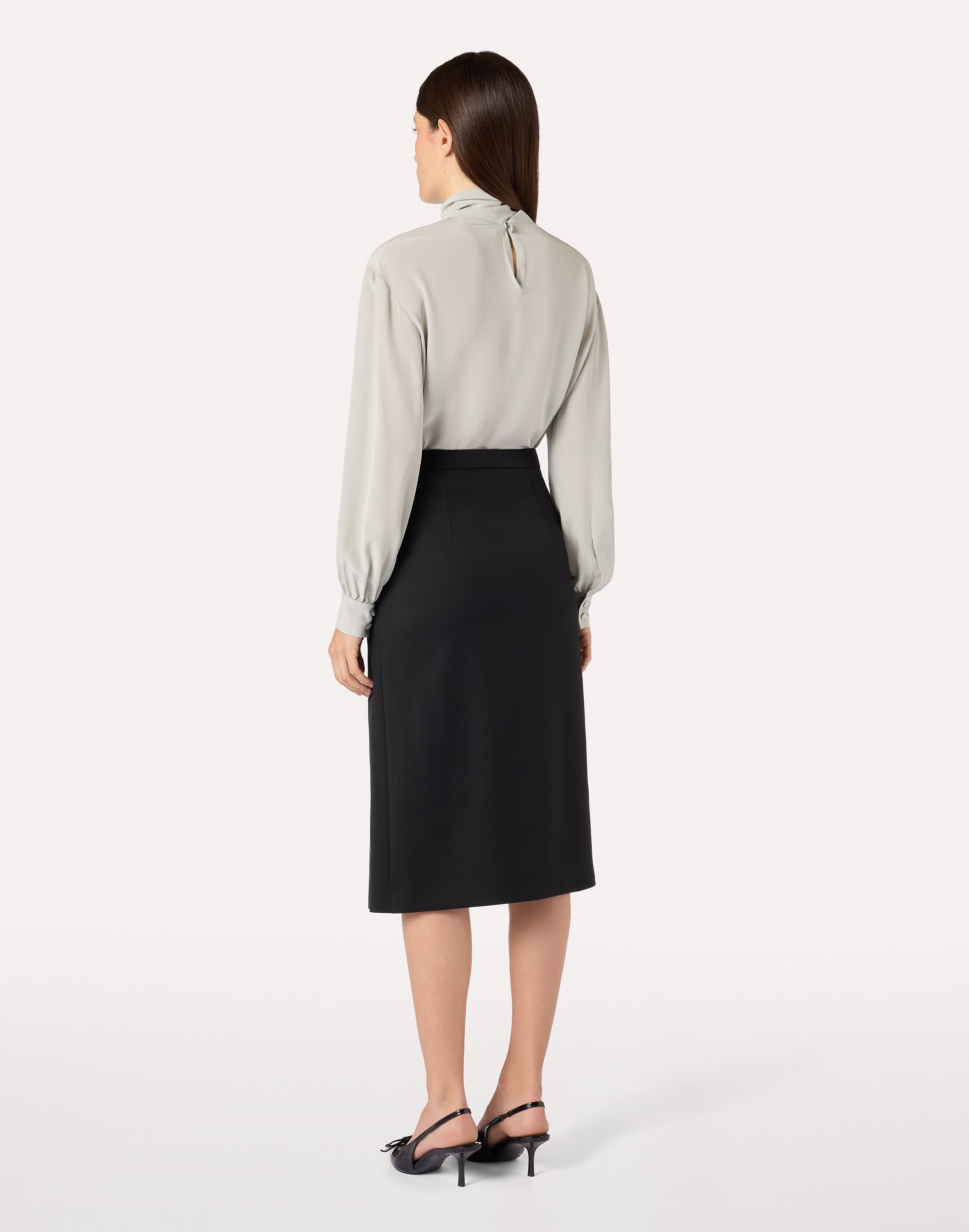 Black wool drill pencil skirt BLACK Lardini 5