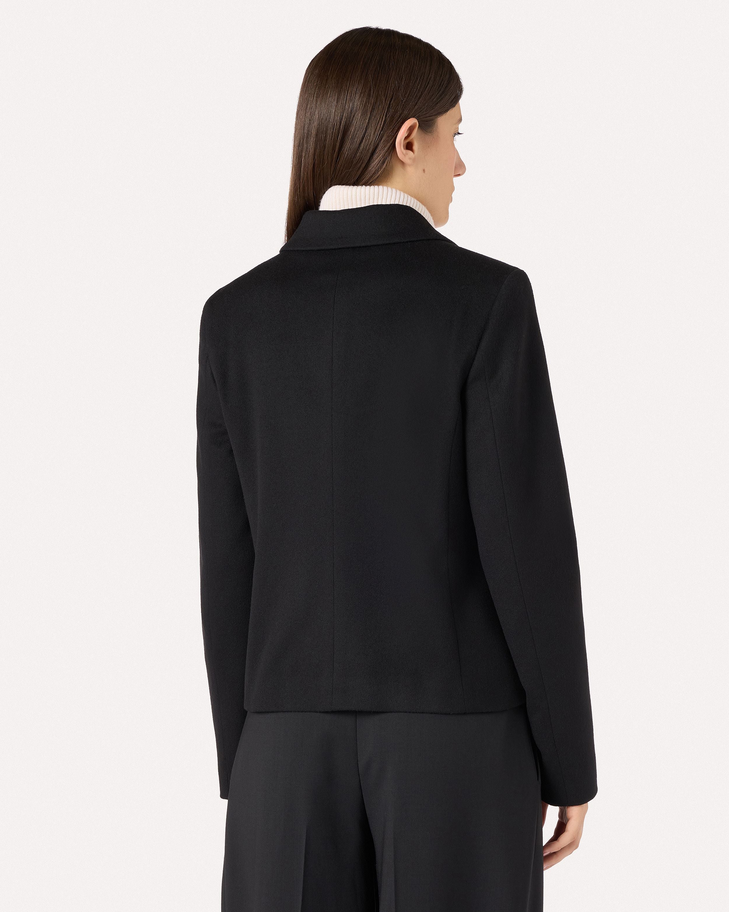 Giacca corta monopetto in panno di lana nero BLACK Lardini 5