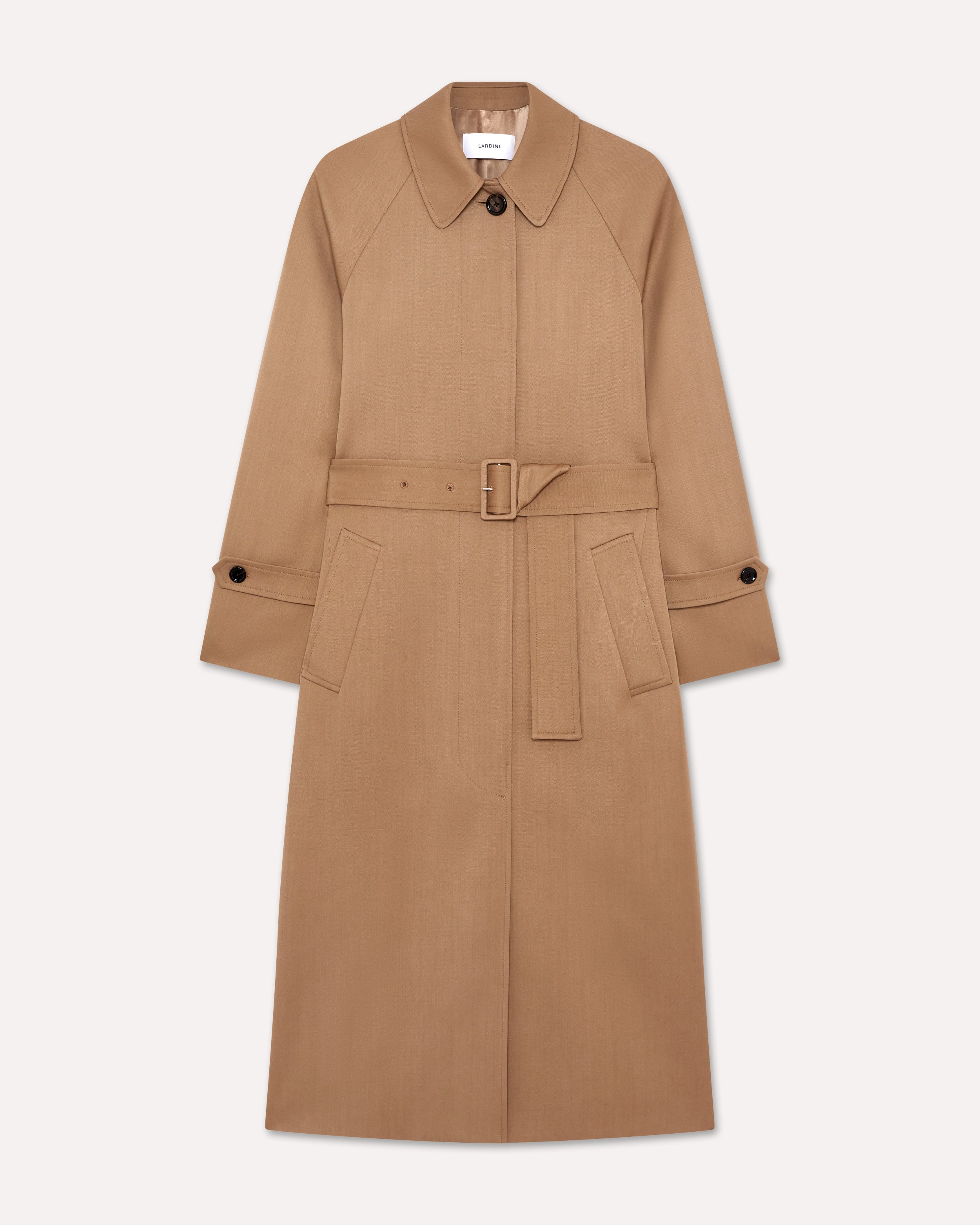 Beige wool gabardine trench coat CAMEL Lardini 1