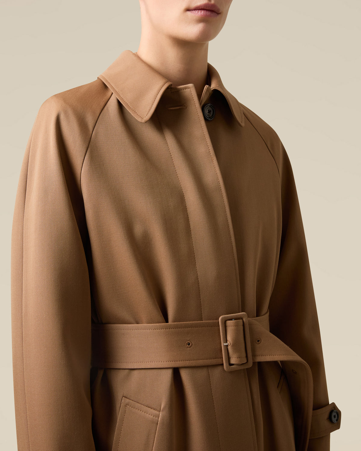 Beige wool gabardine trench coat CAMEL Lardini 3