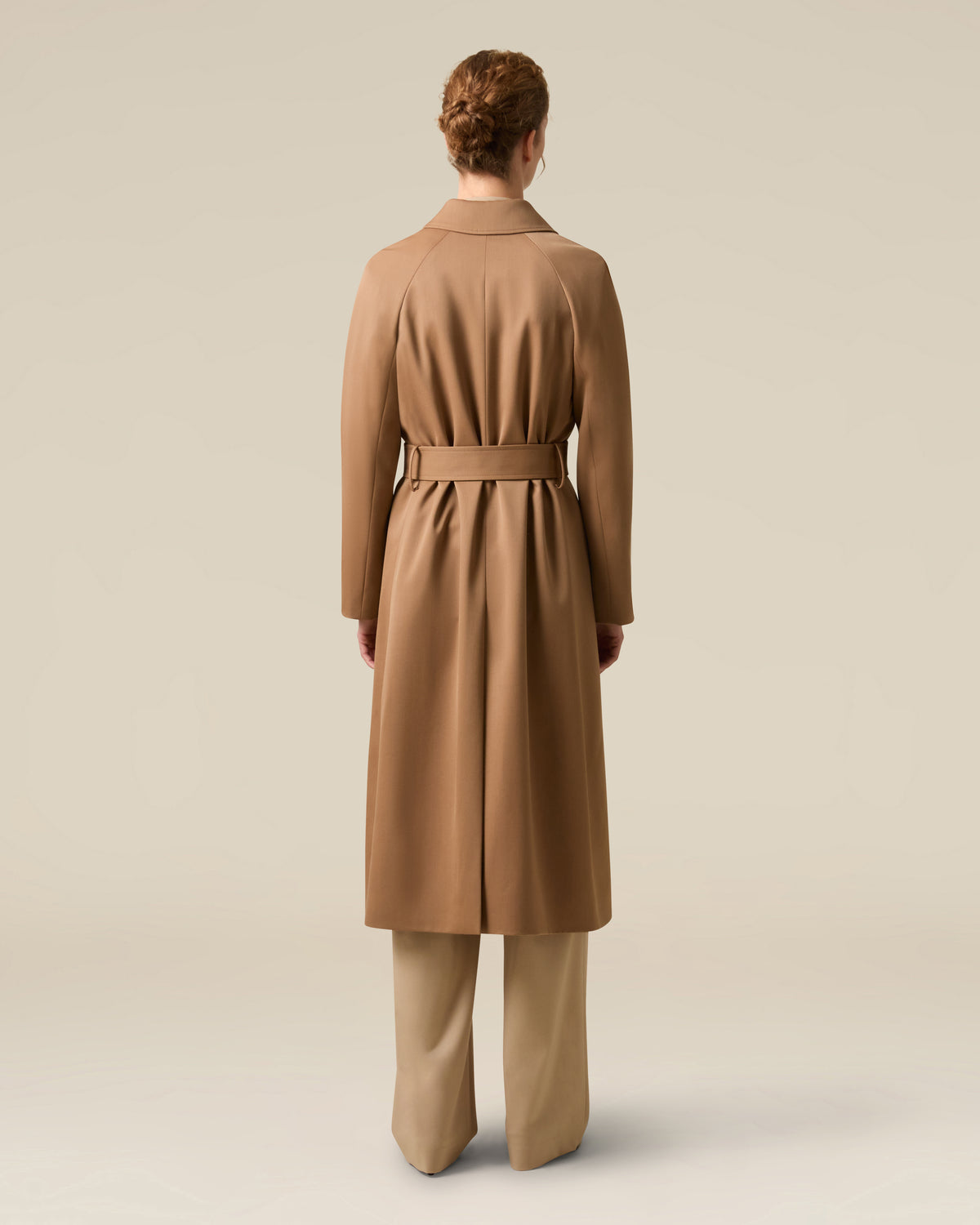 Beige wool gabardine trench coat CAMEL Lardini 5