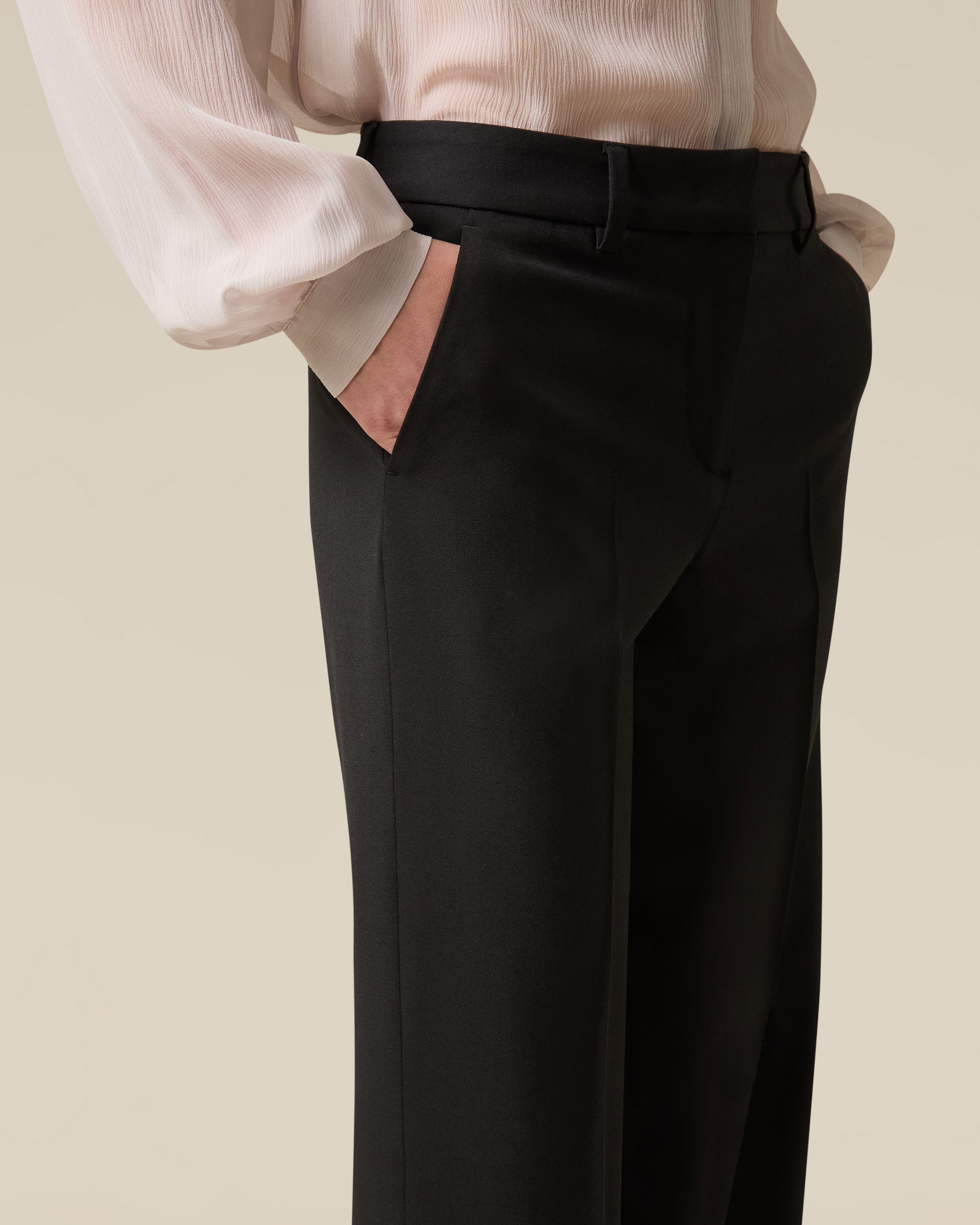 Black wool gabardine trousers BLACK Lardini 3