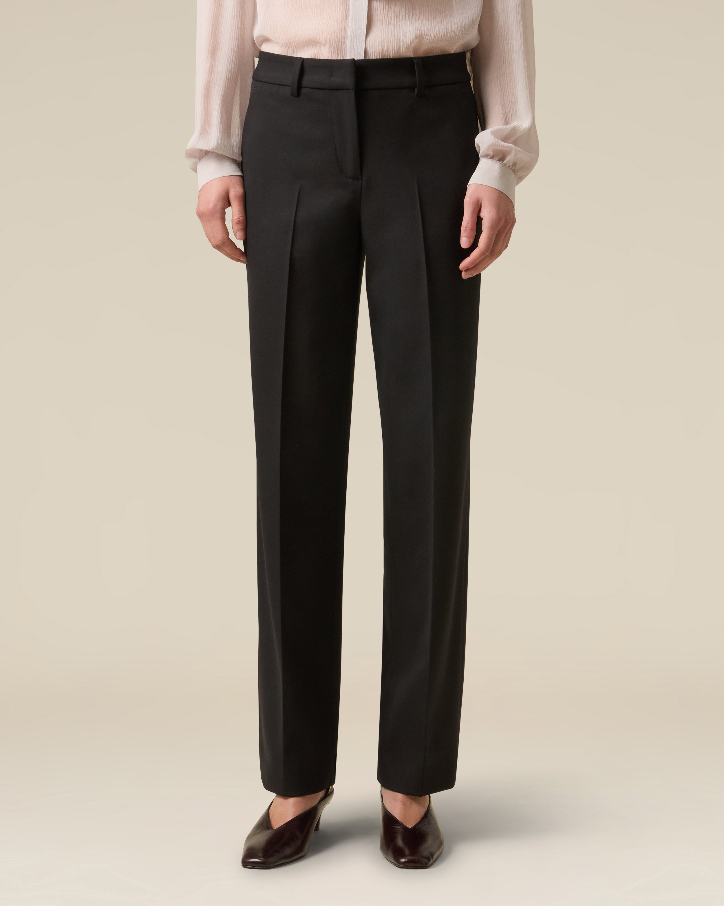 Black wool gabardine trousers BLACK Lardini 4