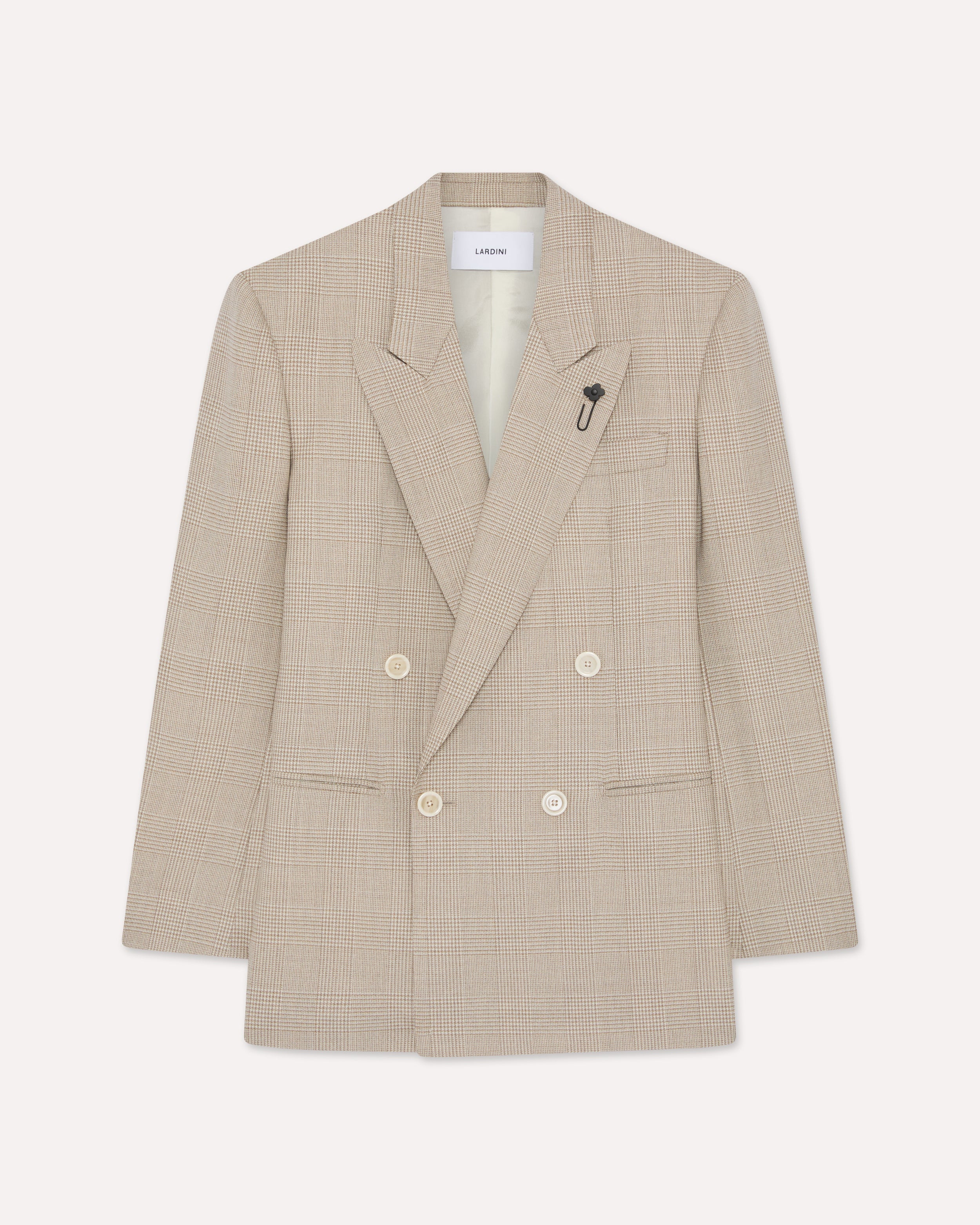 Double-breasted jacket in natural stretch wool BEIGE Lardini