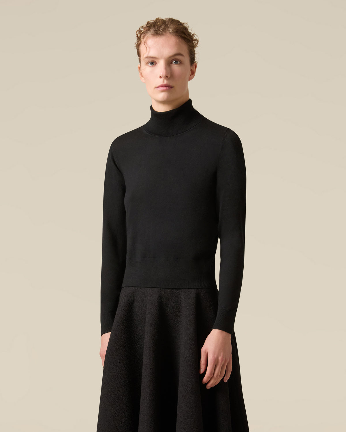 Schwarzer Rollkragenpullover aus Schurwolle BLACK Lardini 4
