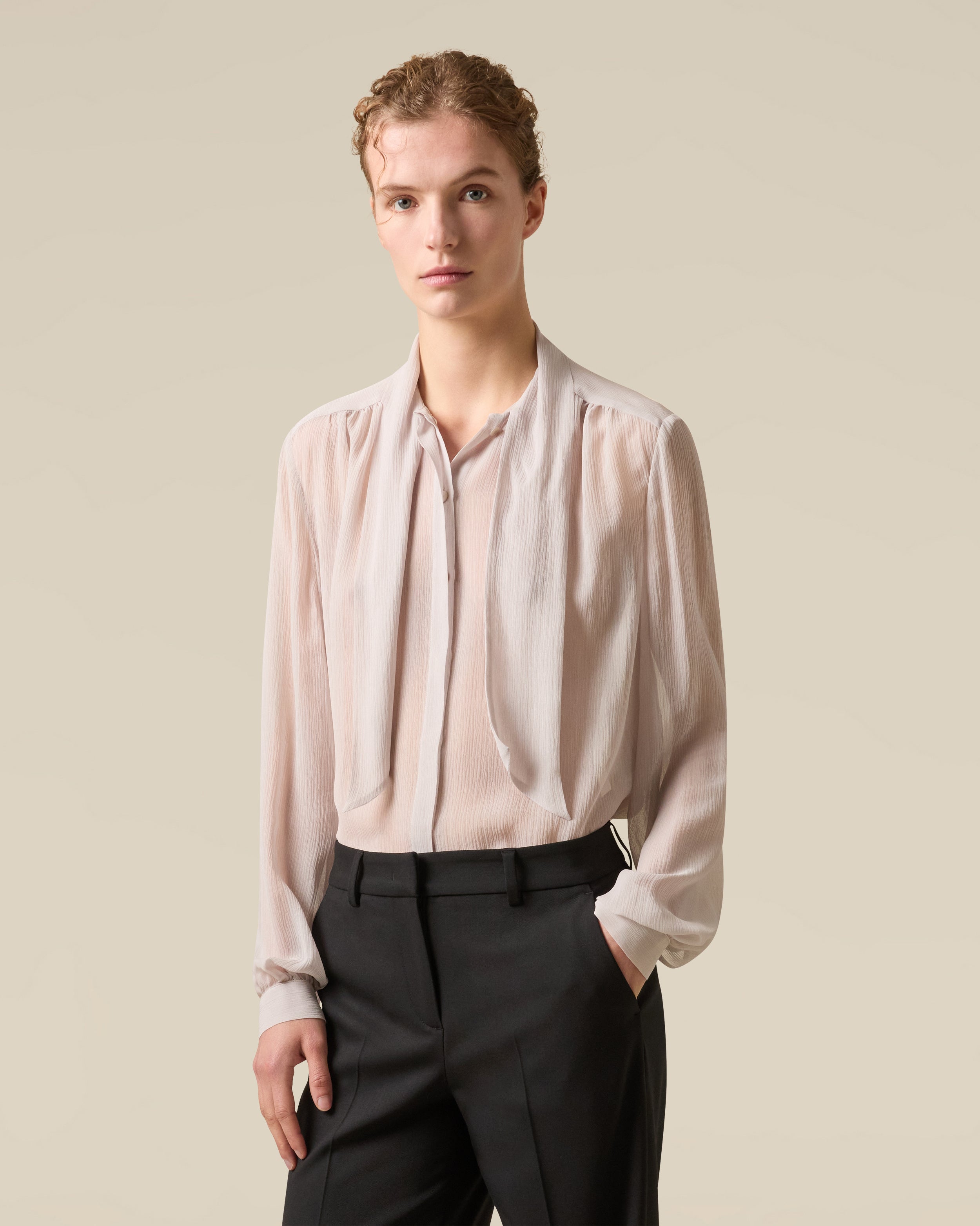 Grey silk crepon shirt GREY Lardini 4