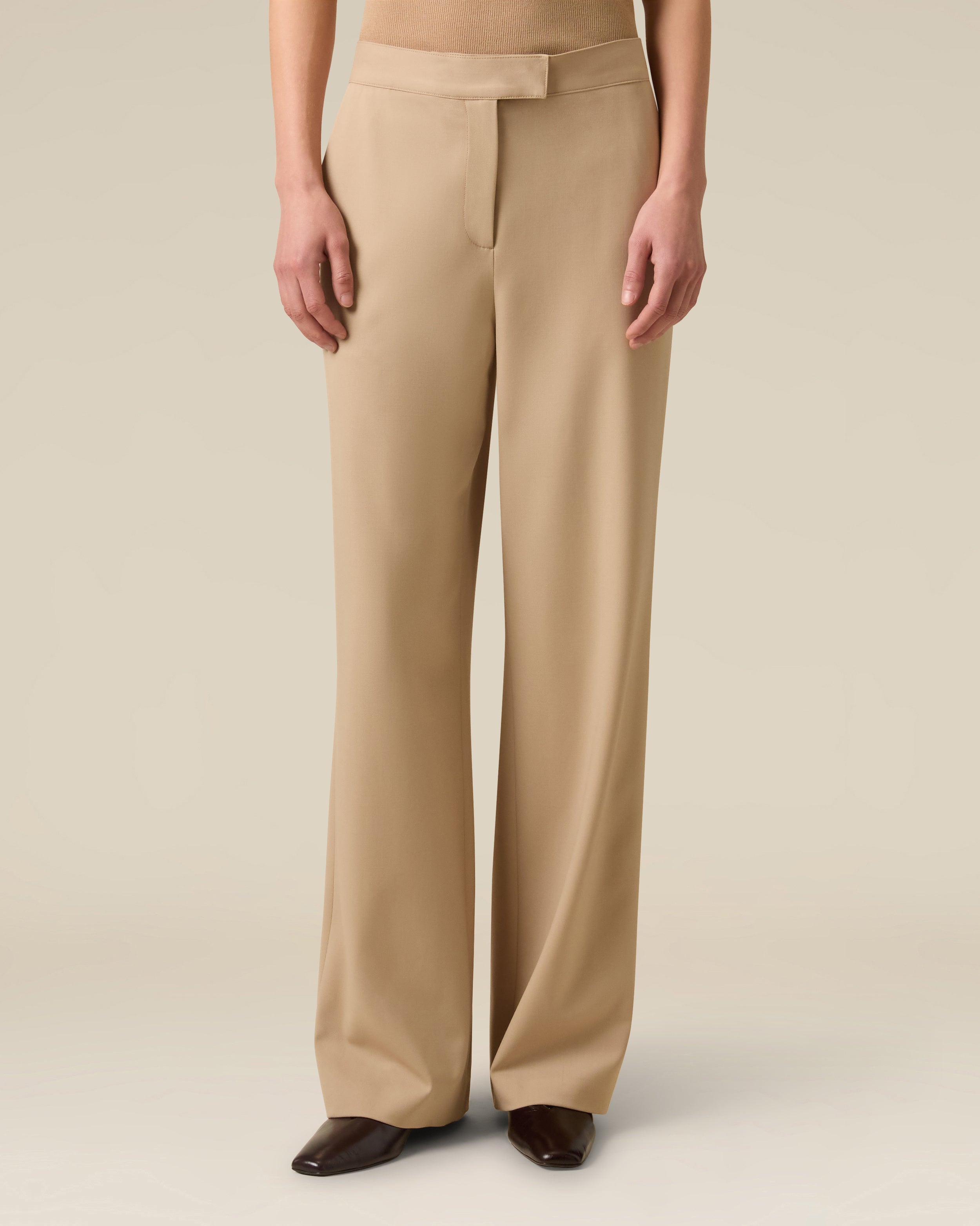 Beige wool gabardine trousers BEIGE Lardini 4