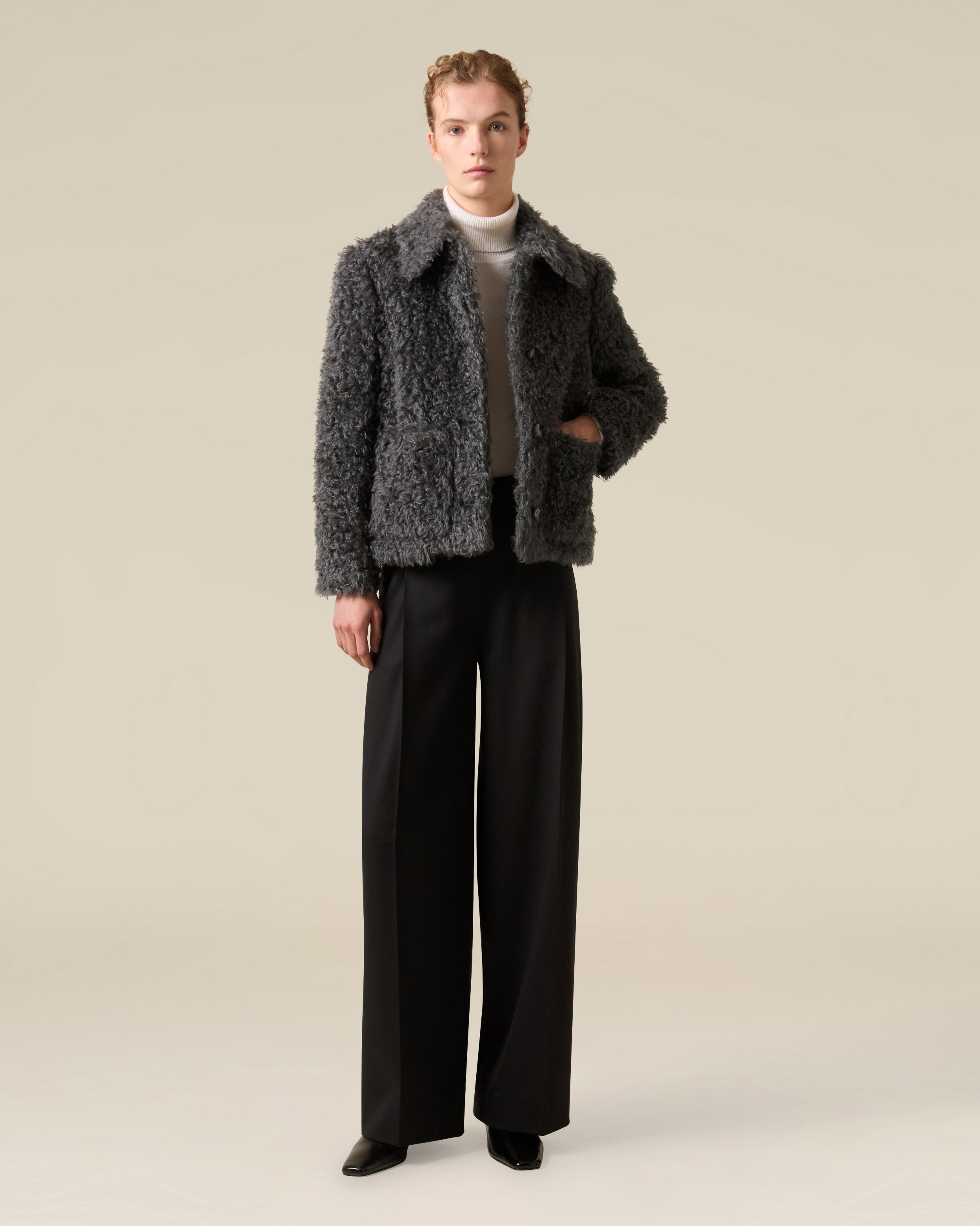 Black flannel trousers BLACK Lardini 2