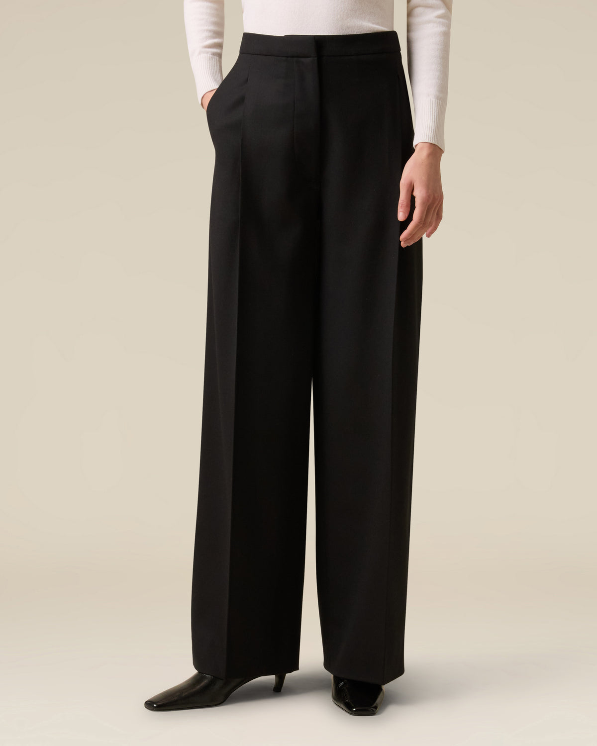 Black flannel trousers BLACK Lardini 4