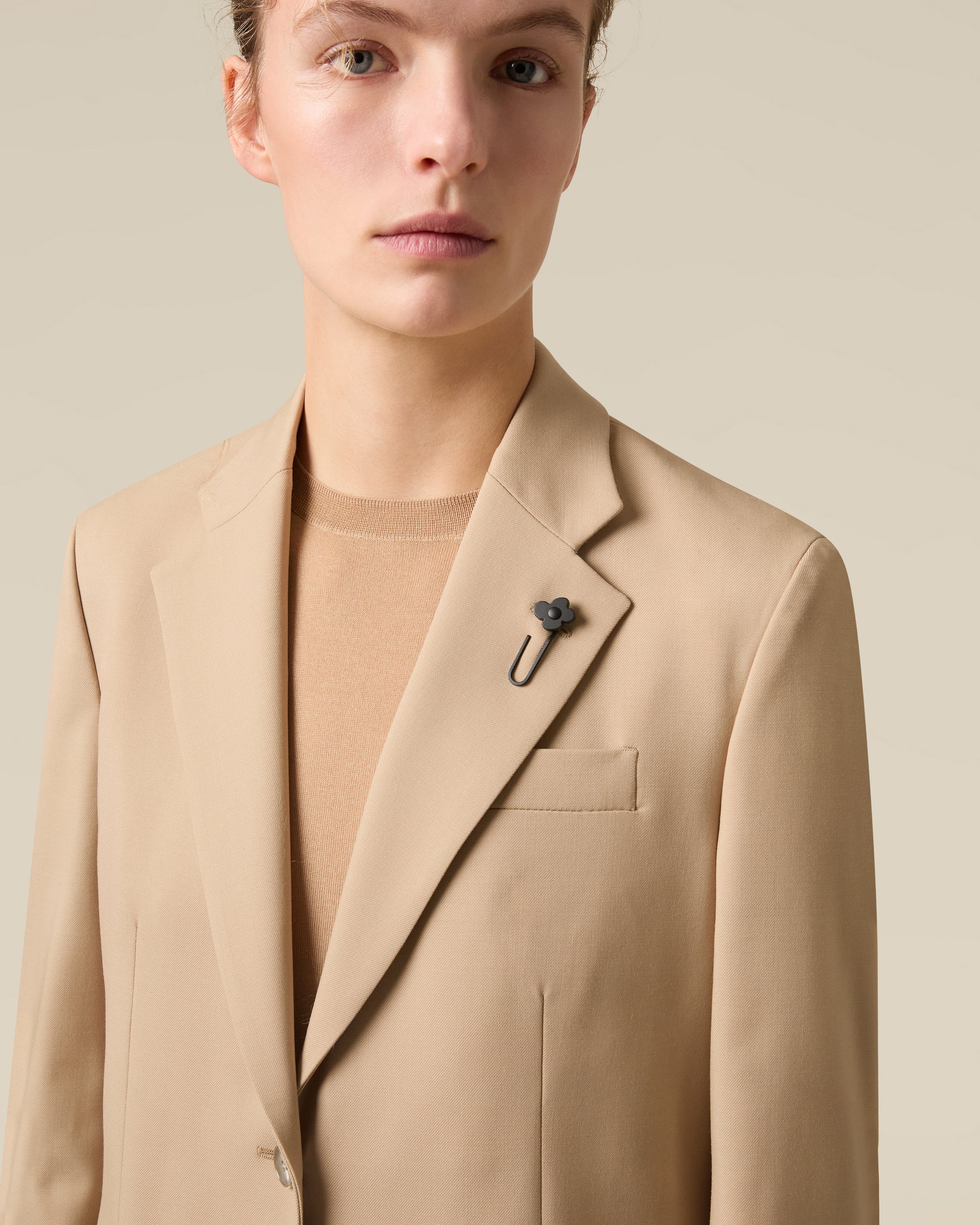 Beige wool gabardine blazer BEIGE Lardini 3