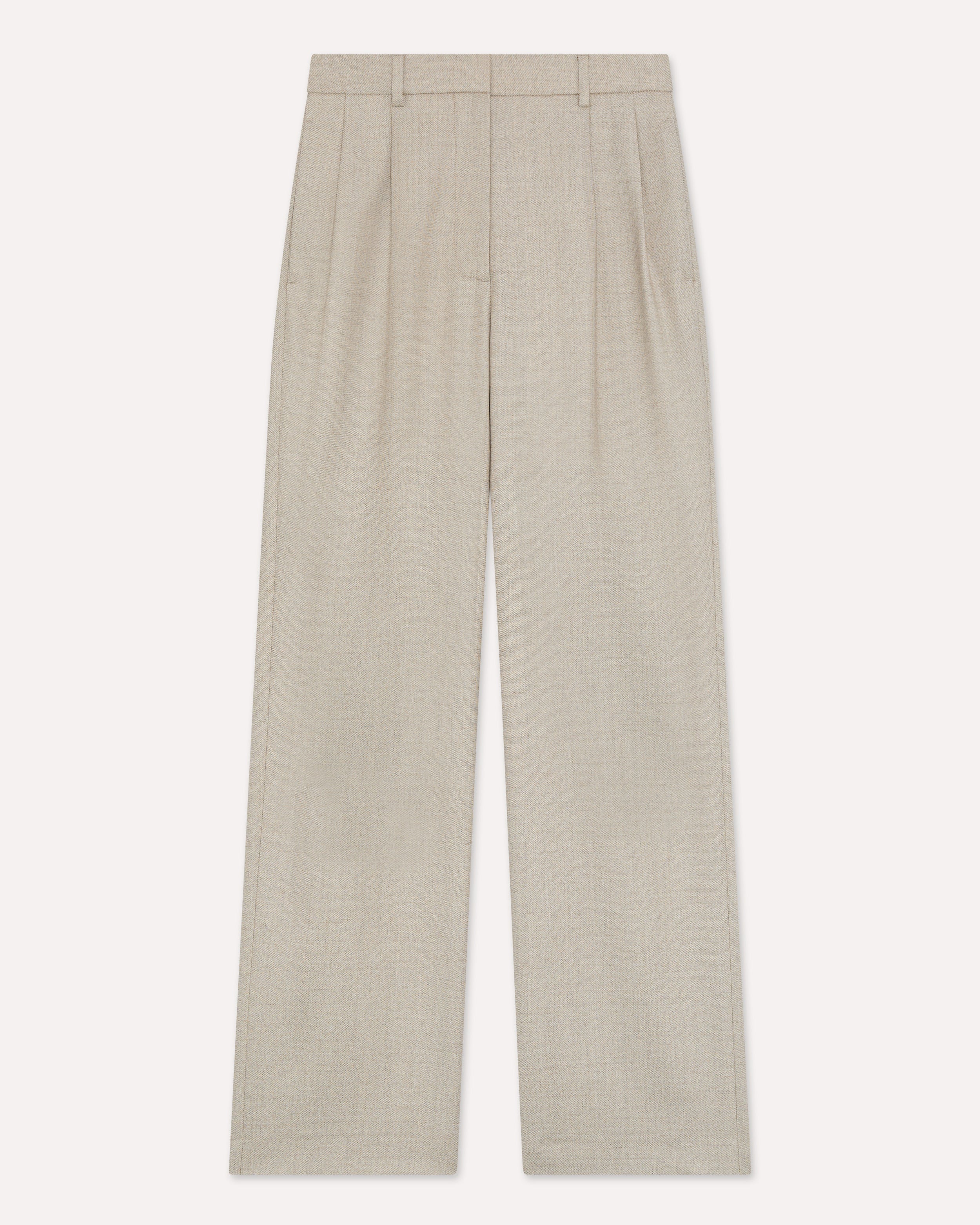 Pantalon taille haute en laine natural stretch BEIGE Lardini