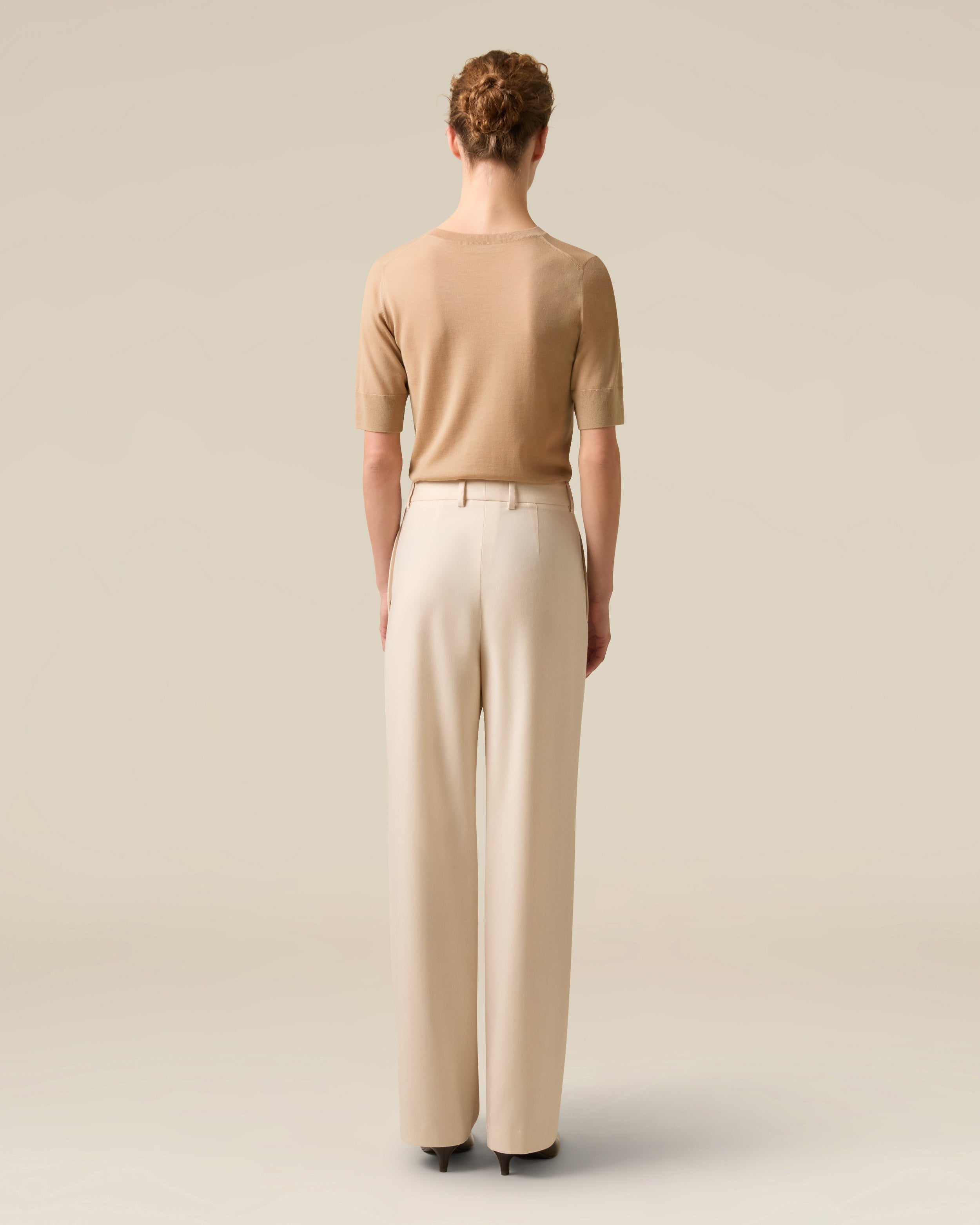 Ivory wool and cashmere trousers CREAM Lardini 5