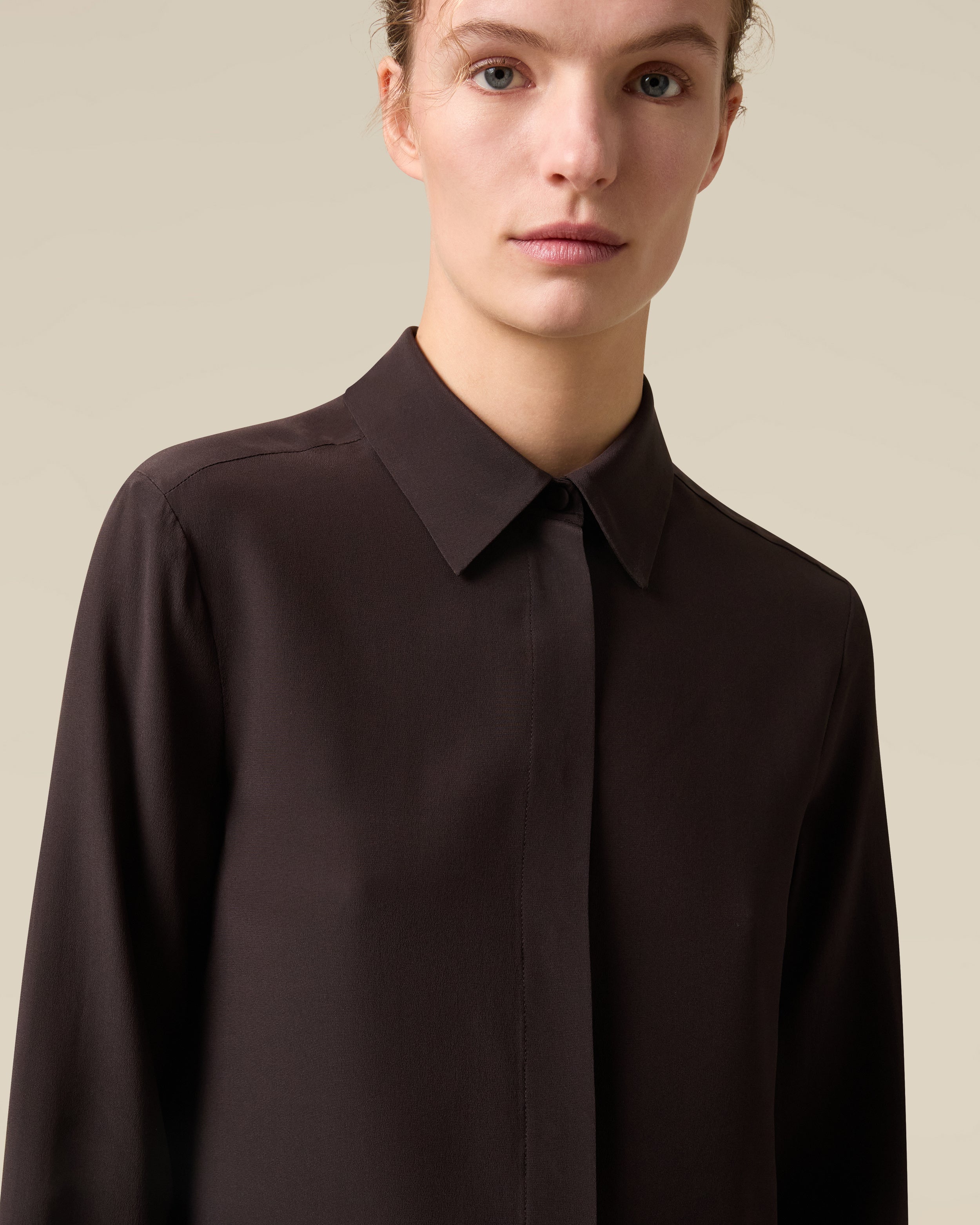 Camicia in seta marrone BROWN Lardini 4