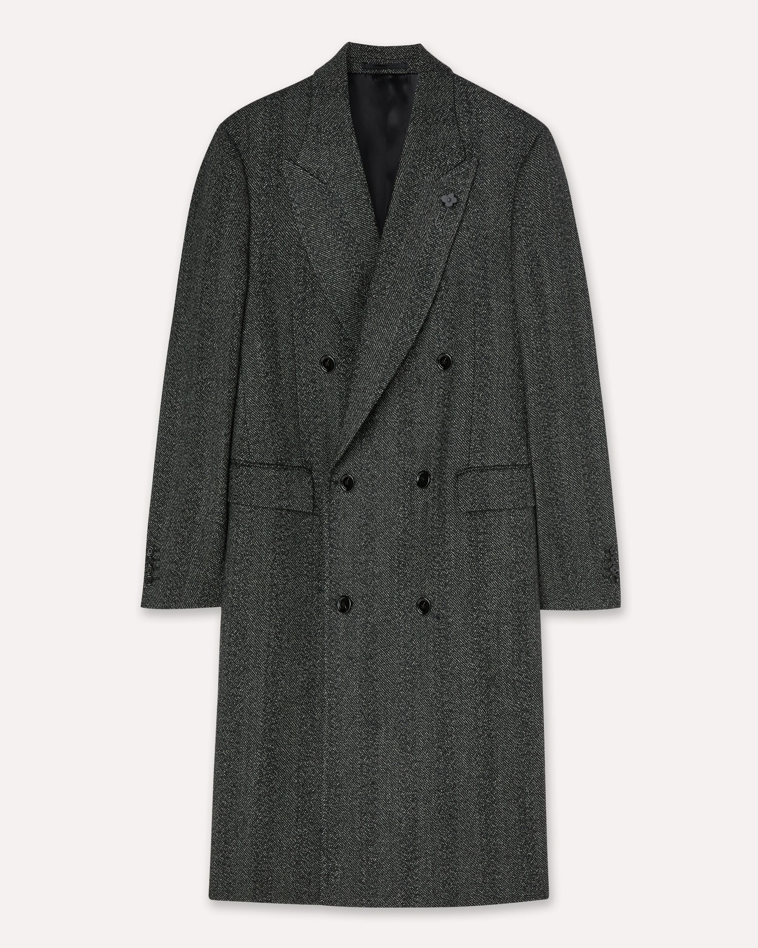 Cappotto doppiopetto grigio in lana a spina di pesce GREY Lardini 1
