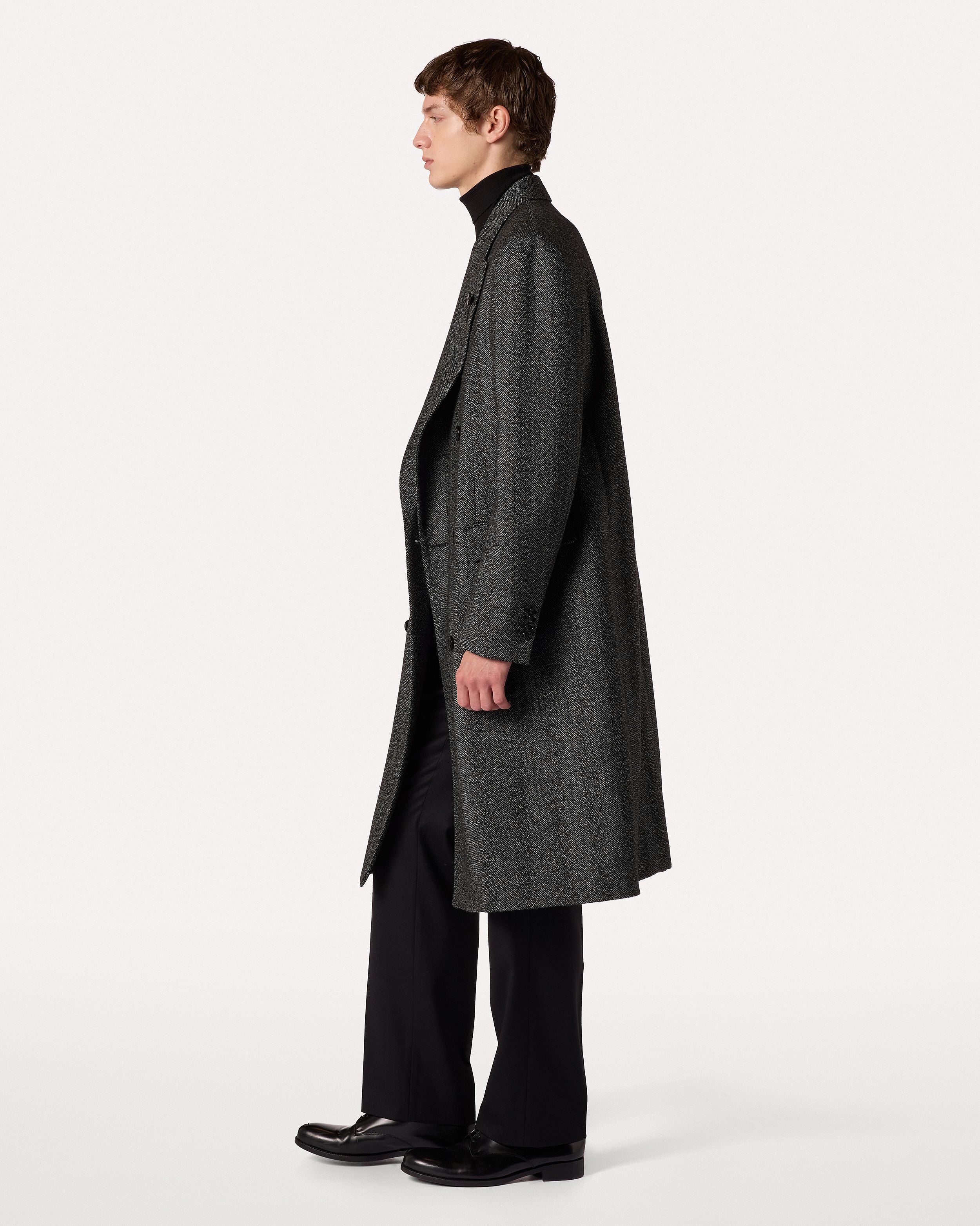 Cappotto doppiopetto grigio in lana a spina di pesce GREY Lardini 2
