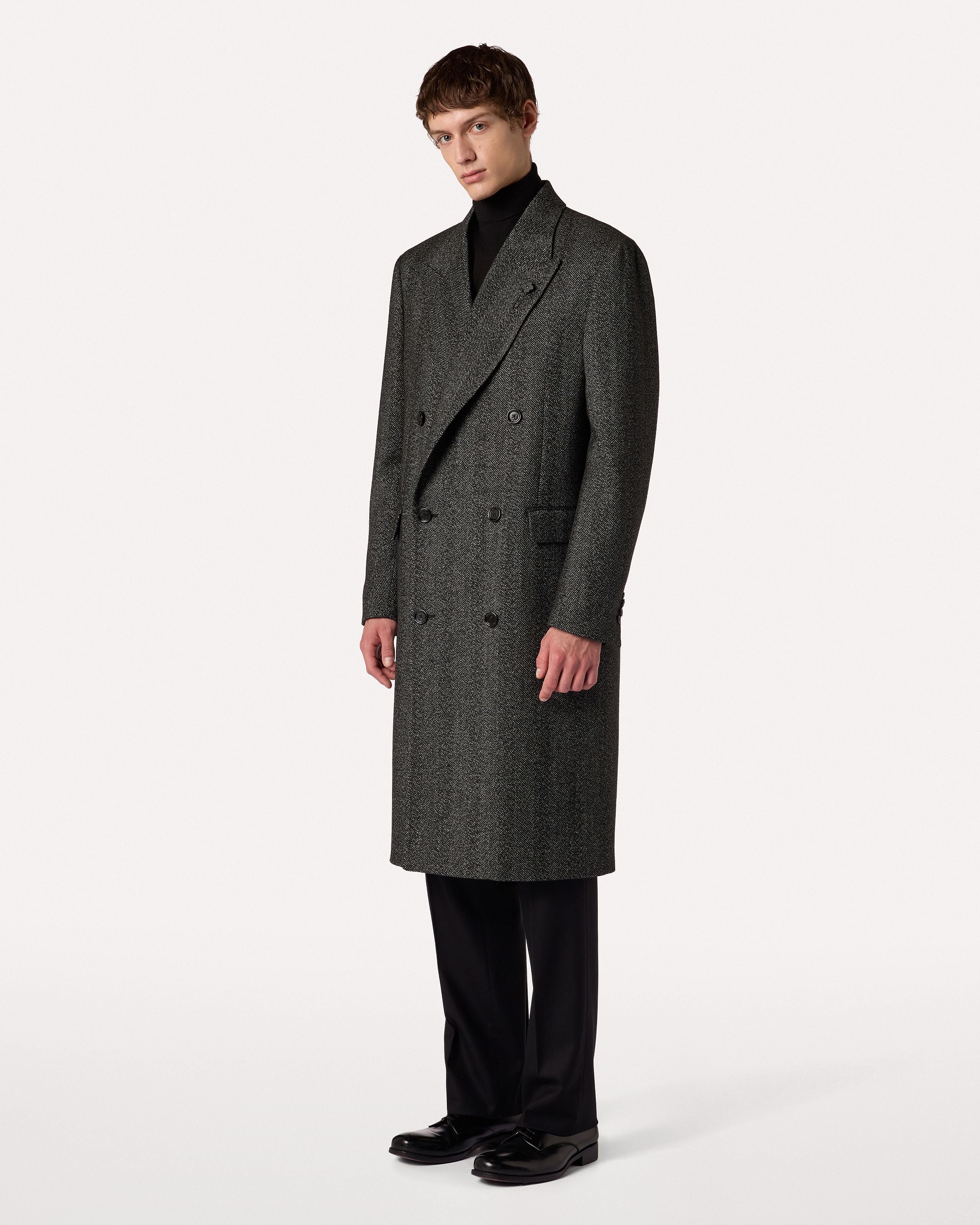 Cappotto doppiopetto grigio in lana a spina di pesce GREY Lardini 4