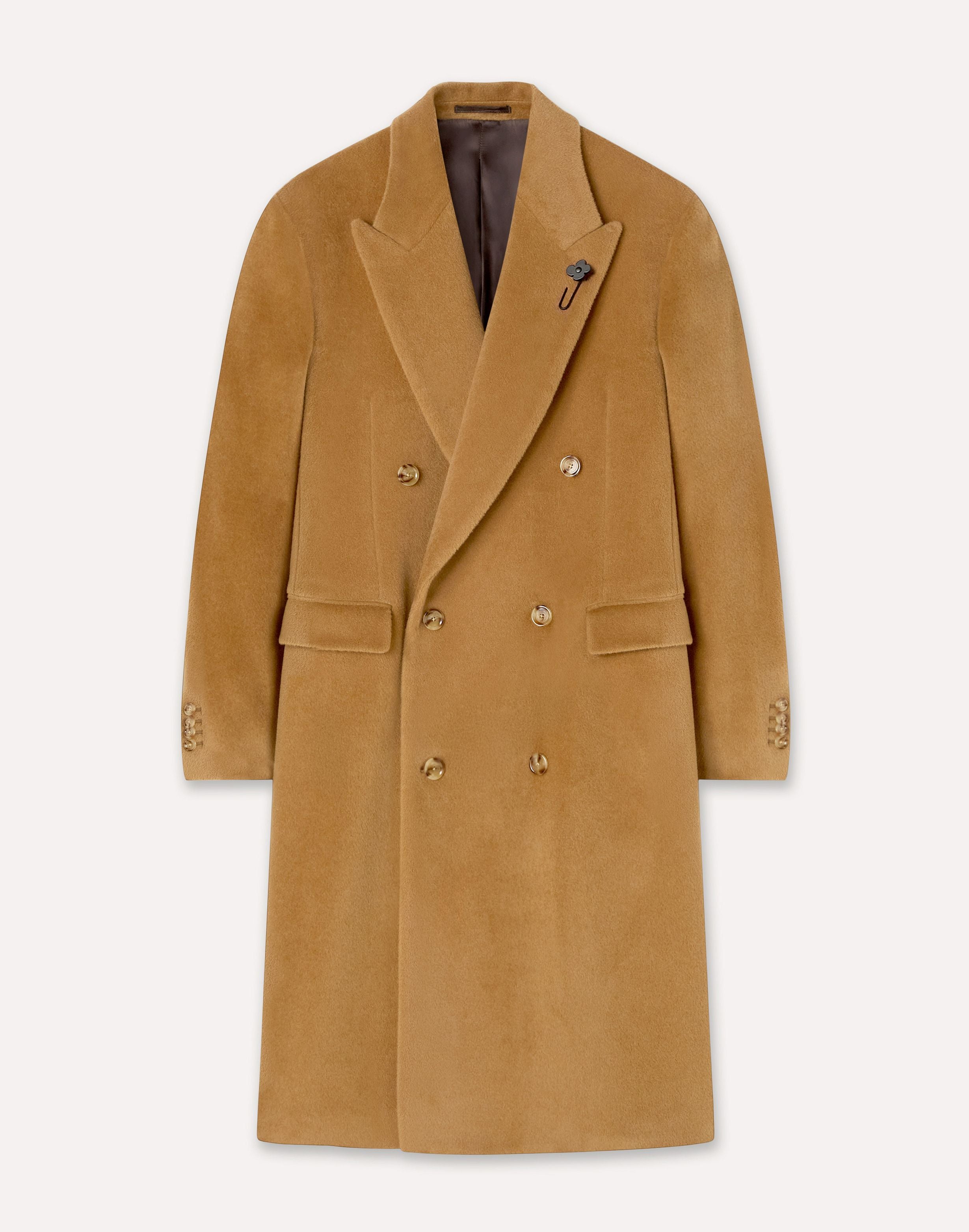 Cappotto doppiopetto nocciola in lana HAZELNUT Lardini 1