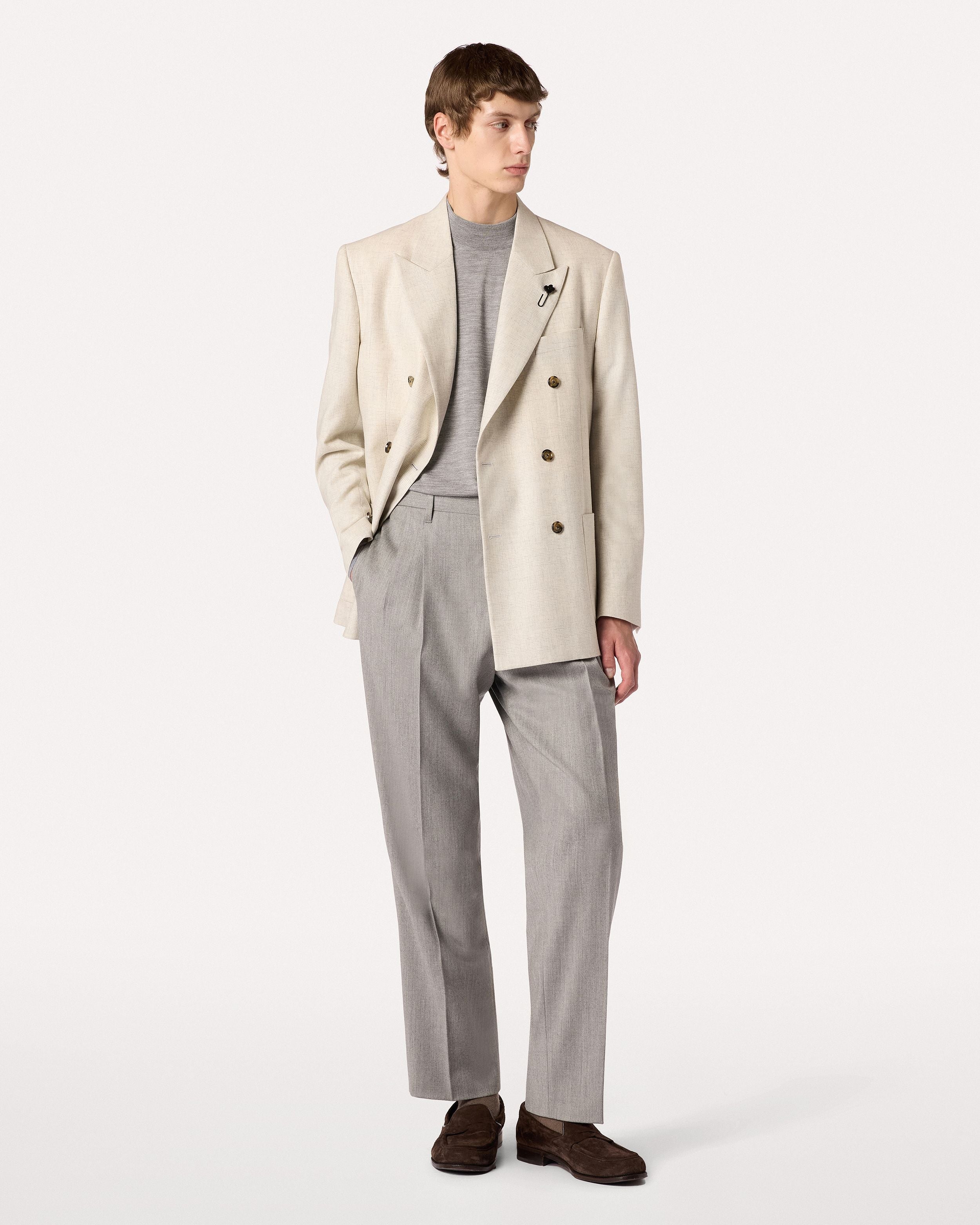 Giacca doppiopetto panna in lana e cashmere CREAM/BEIGE Lardini 2