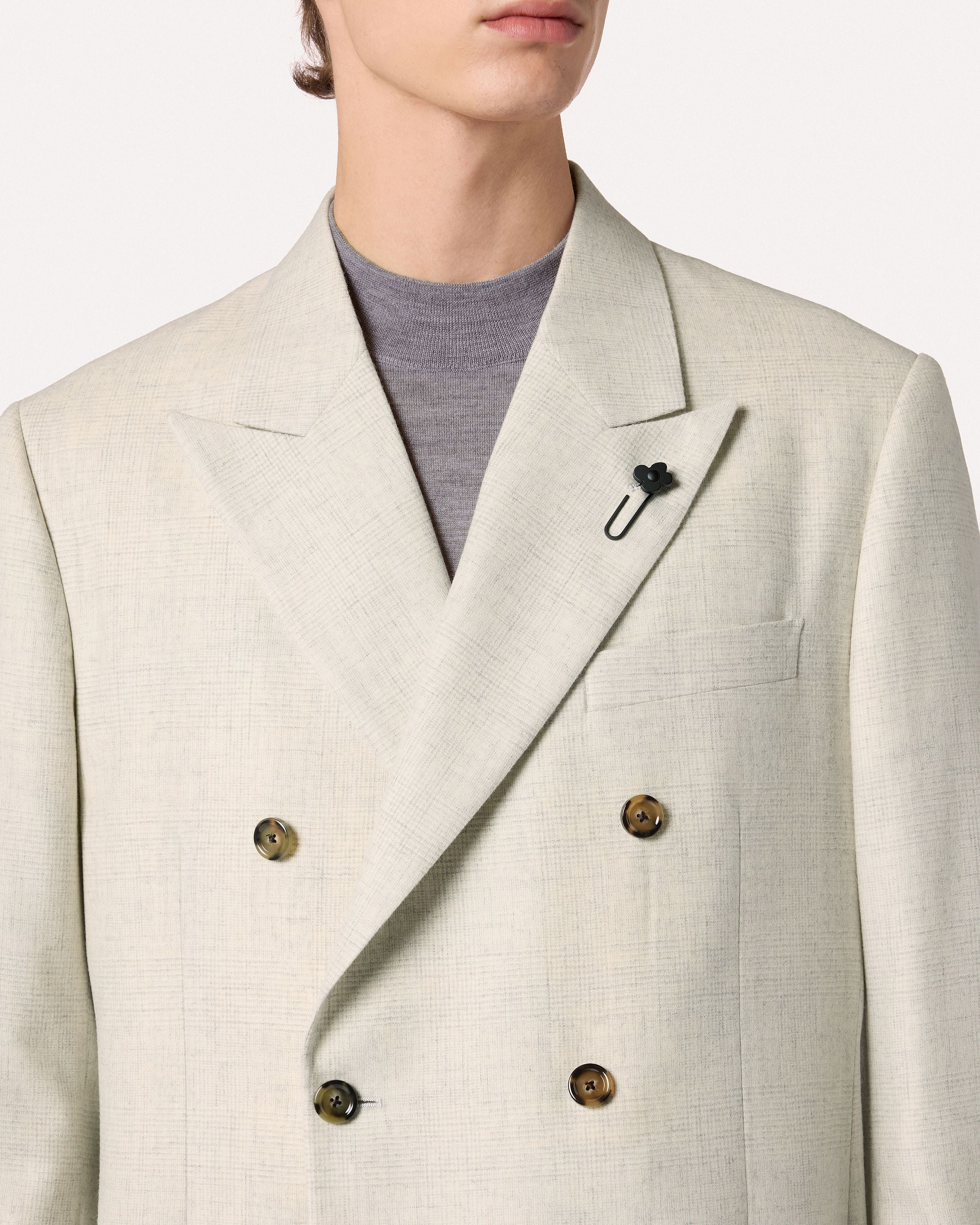 Giacca doppiopetto panna in lana e cashmere CREAM/BEIGE Lardini 3