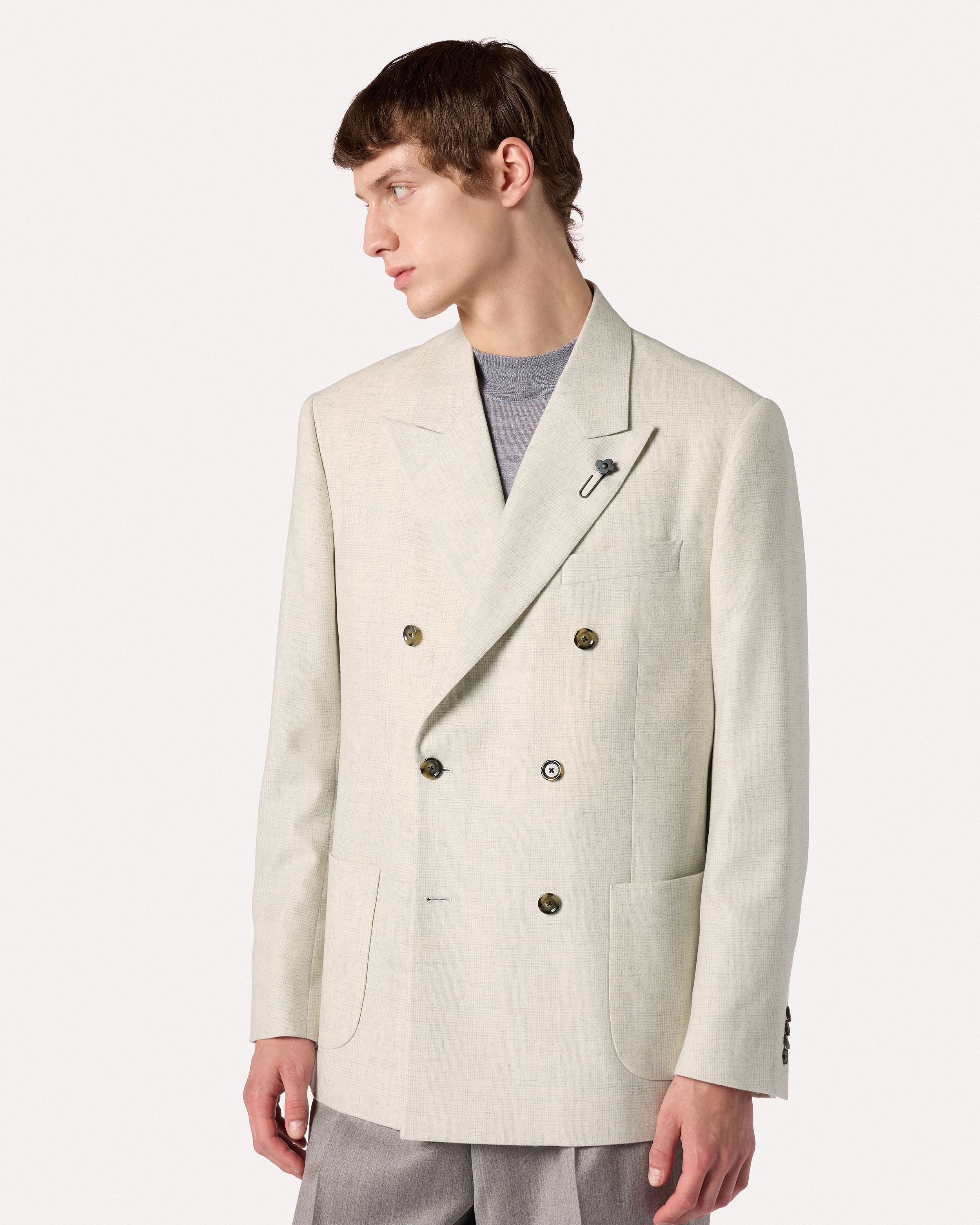 Giacca doppiopetto panna in lana e cashmere CREAM/BEIGE Lardini 4