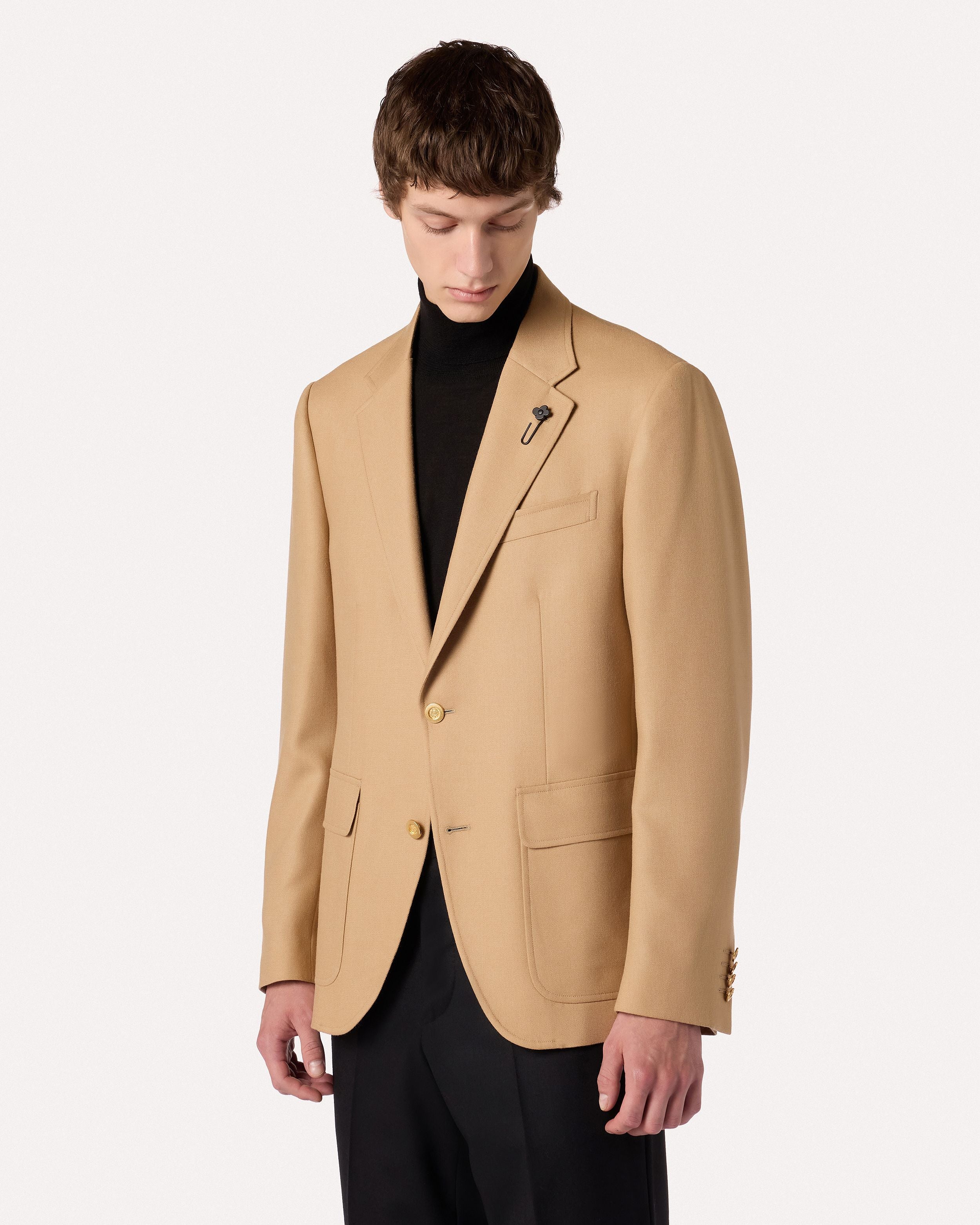 Giacca monopetto cammello in lana CAMEL Lardini 4