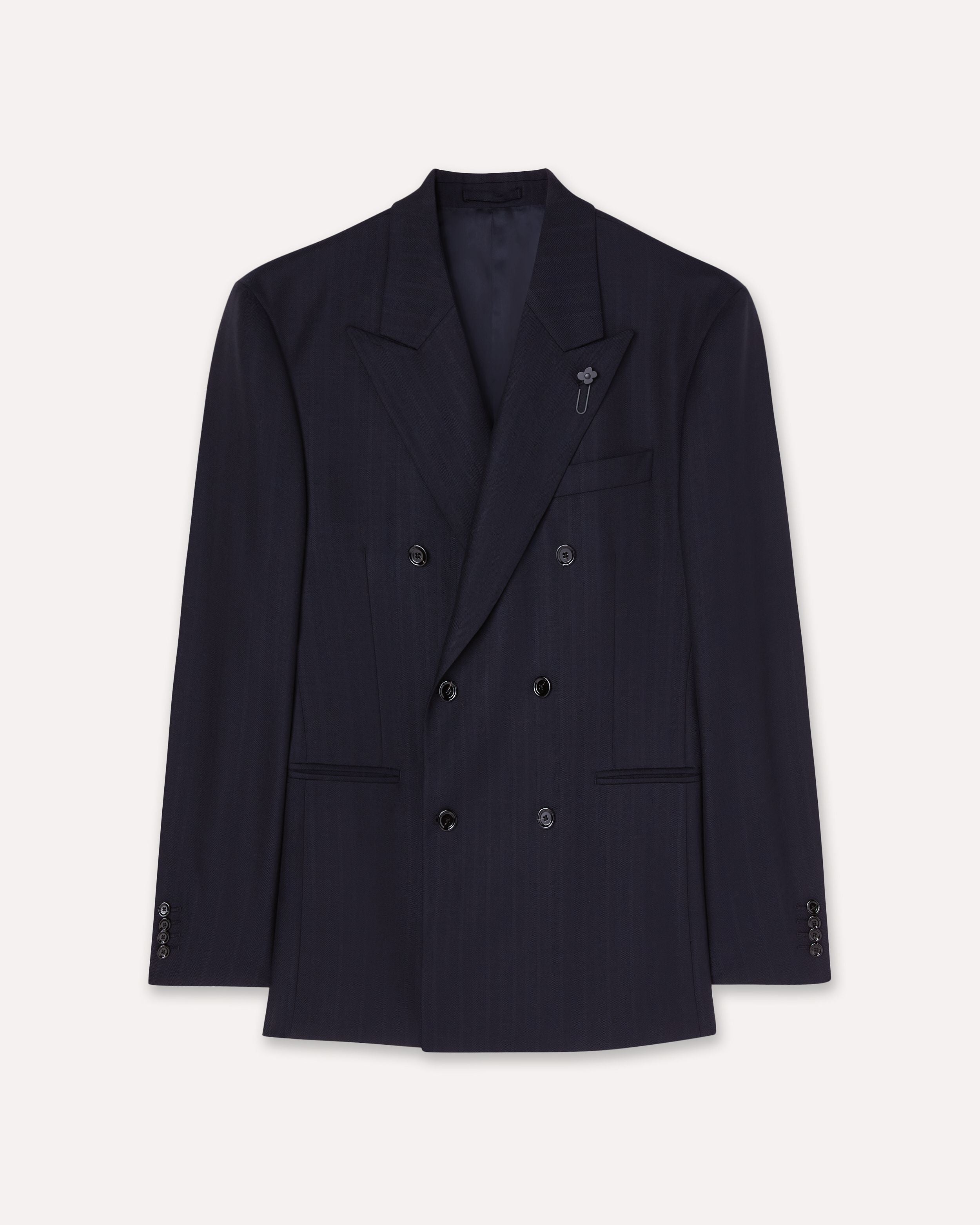 Abito doppiopetto blu in lana twill BLUE Lardini 1